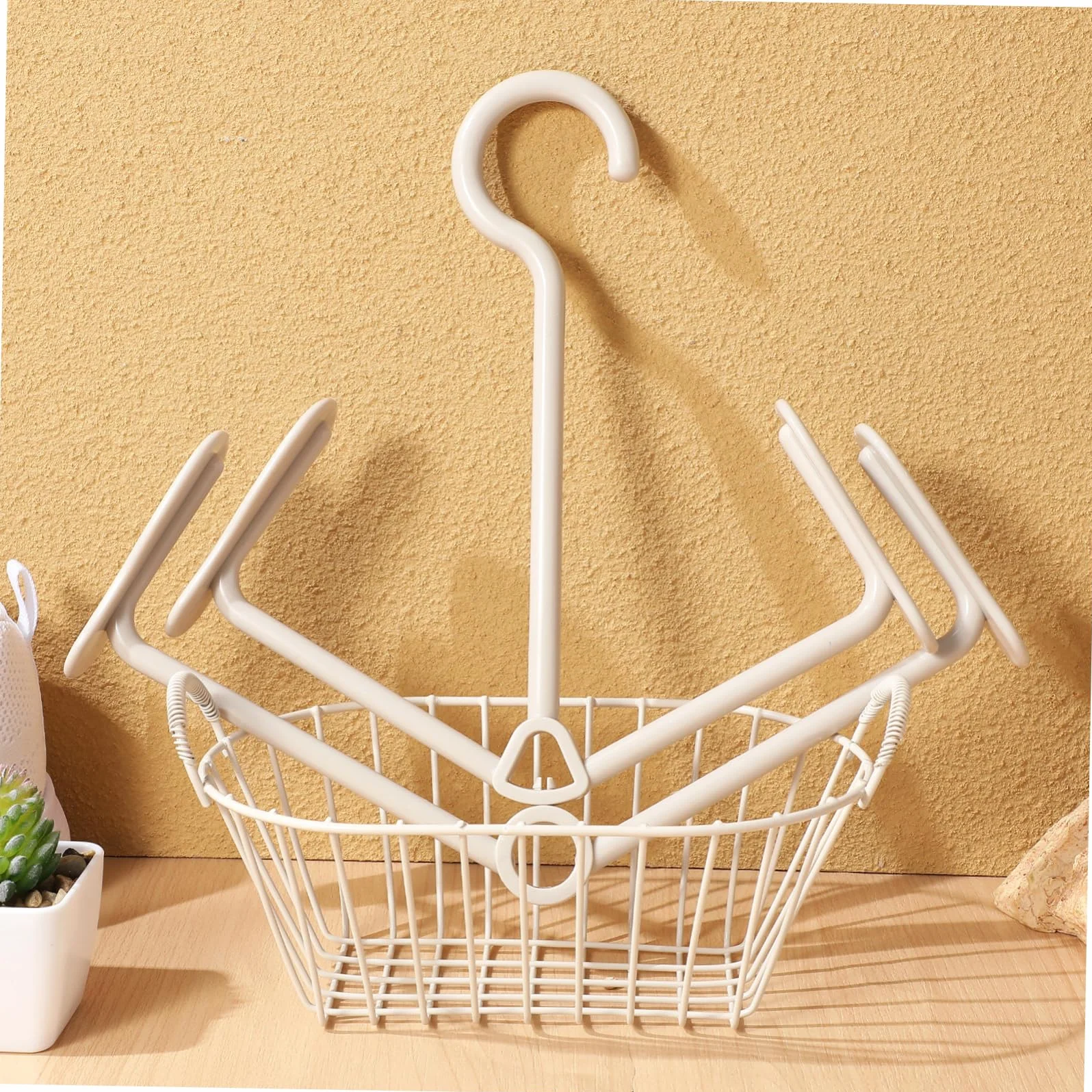 Appendino Per Scarpe e Stendibiancheria Per Asciugatrice in Plastica Bianco e Beige, Supporto Per Asciugare Scarpe e Stivali Salvaspazio, Ganci Per Armadio e Ingresso, Set Da 2 Pezzi