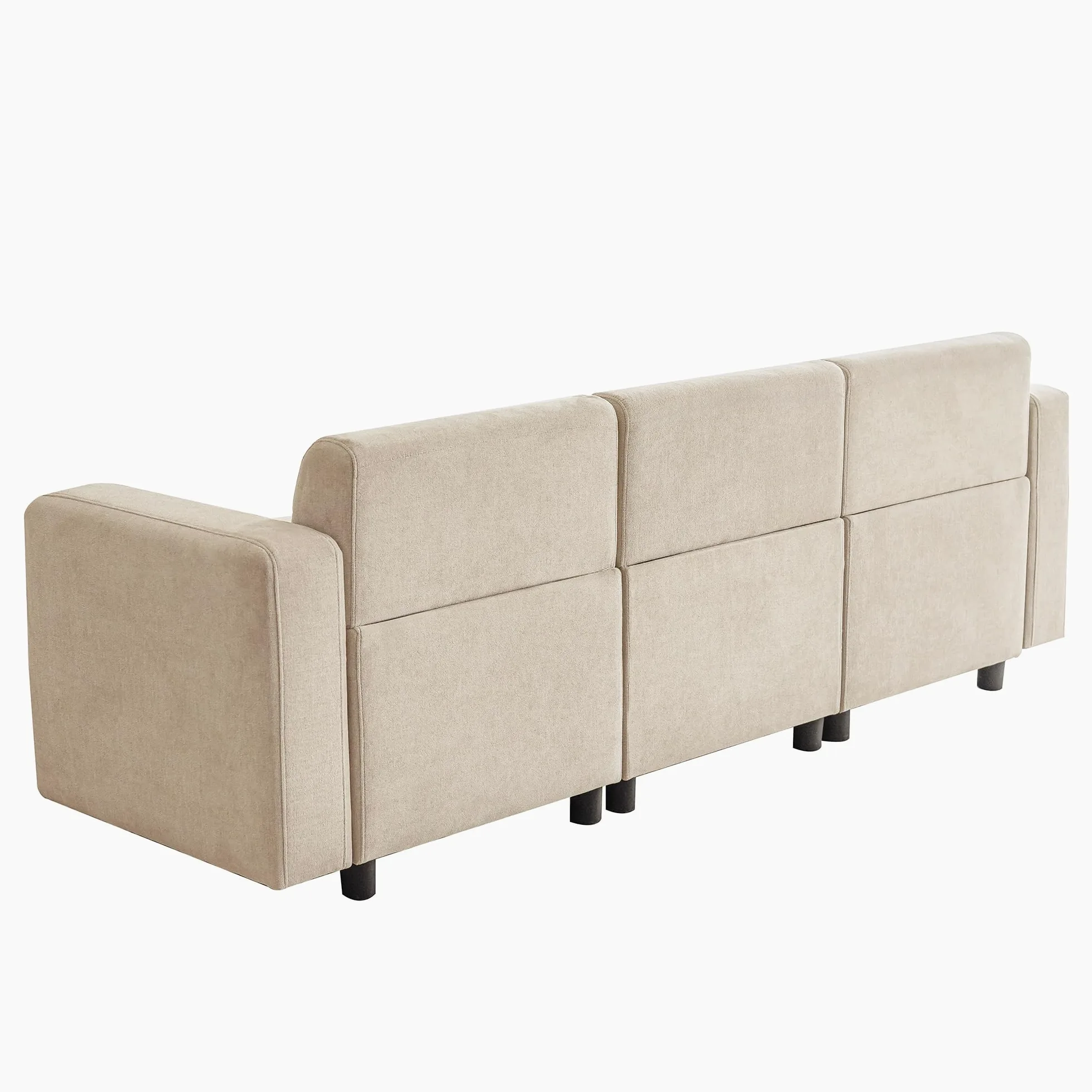 Divano a 3 posti, design moderno, con cuscino decorativo, beige
