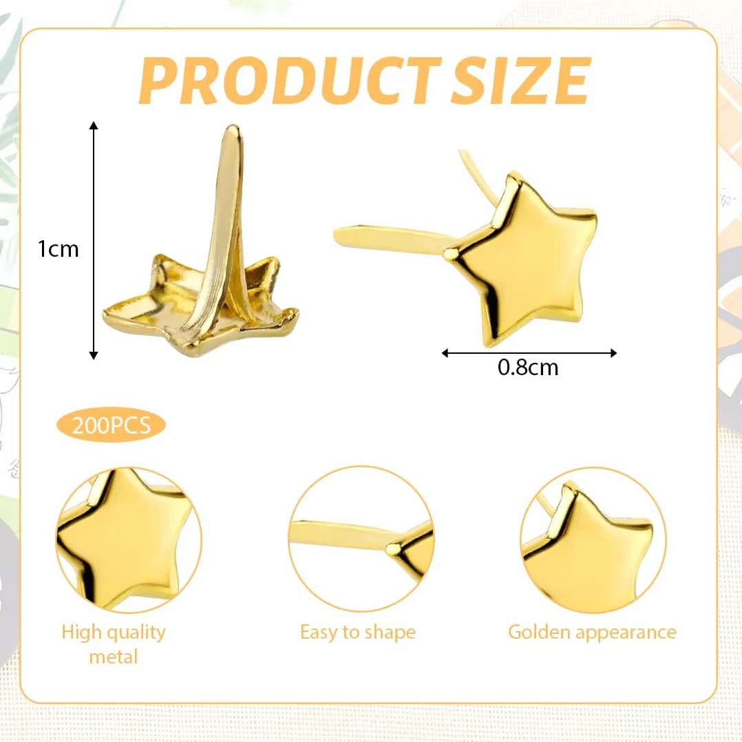 Fermacampioni Decorativi a Forma di Stella - Clip in Metallo Dorato per Scrapbooking