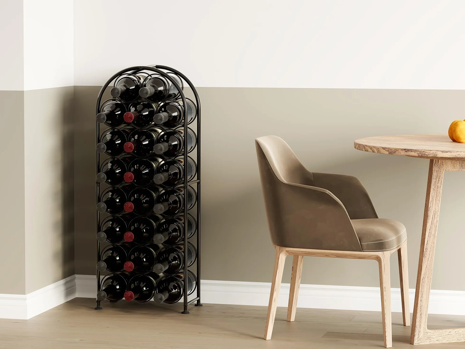 EasyPAG Porta Bottiglie di Vino da Terra per 23 Bottiglie Metallo,Portabottiglie da Pavimento,Portavino Autoportante per Casa & Cucina,Nero