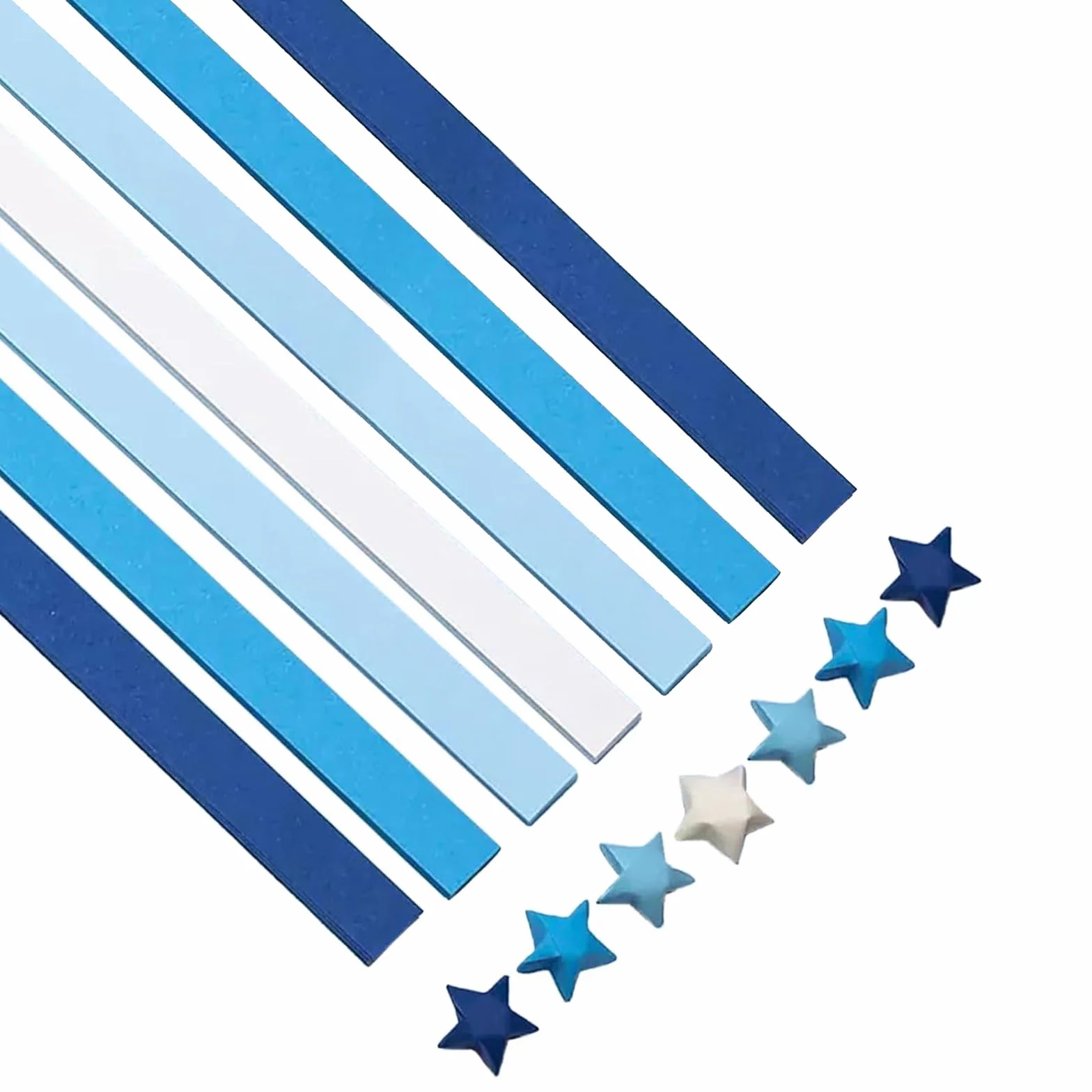 Set di 1350 strisce di carta a forma di stella, 7 costellazioni origami portafortuna blu