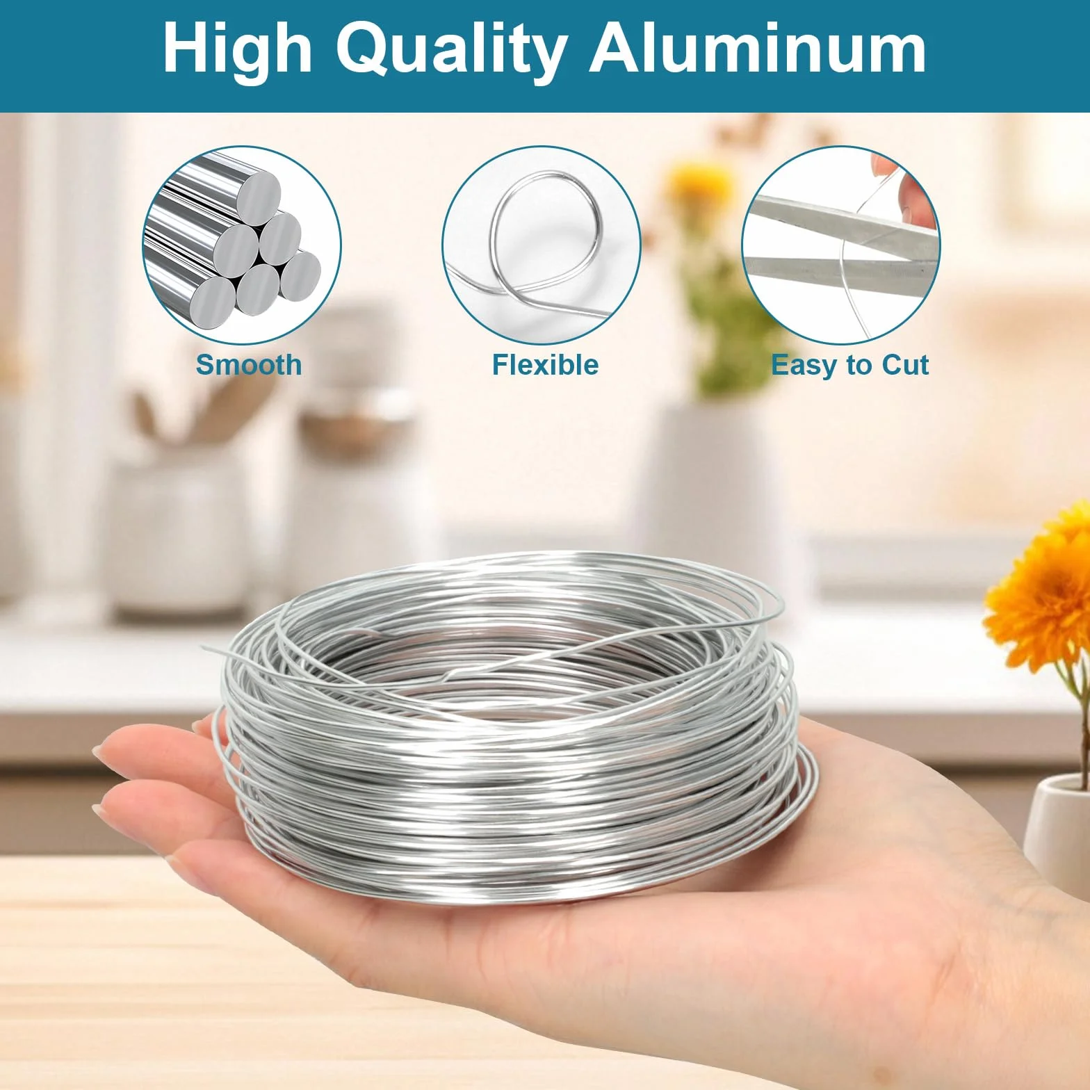 Filo Alluminio 1mm x 30M, Filo di Ferro Modellabile per Bigiotteria Gioielli DIY