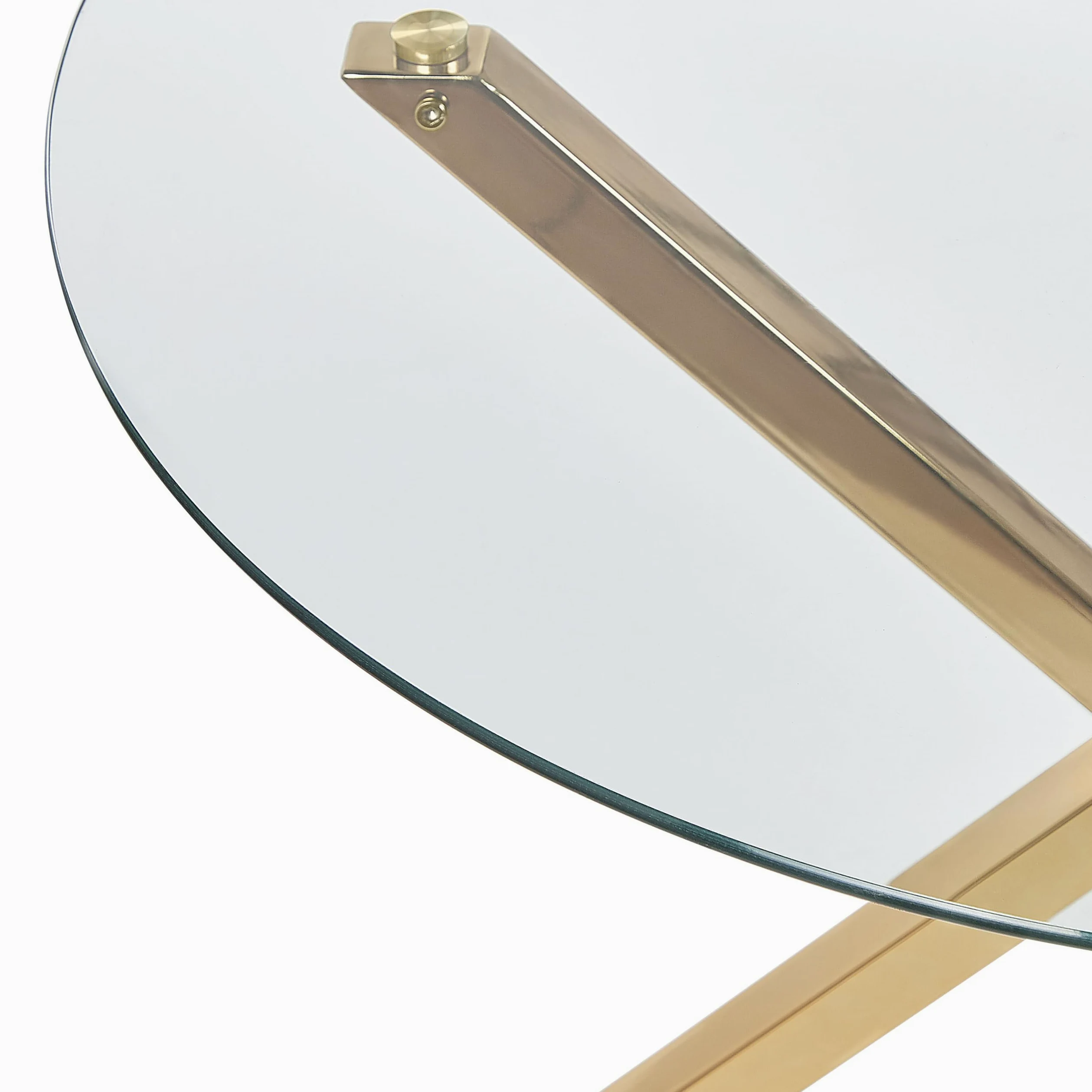 Tavolo da pranzo rotondo moderno glam ⌀ 90 cm 4 persone piano in vetro temperato Oro