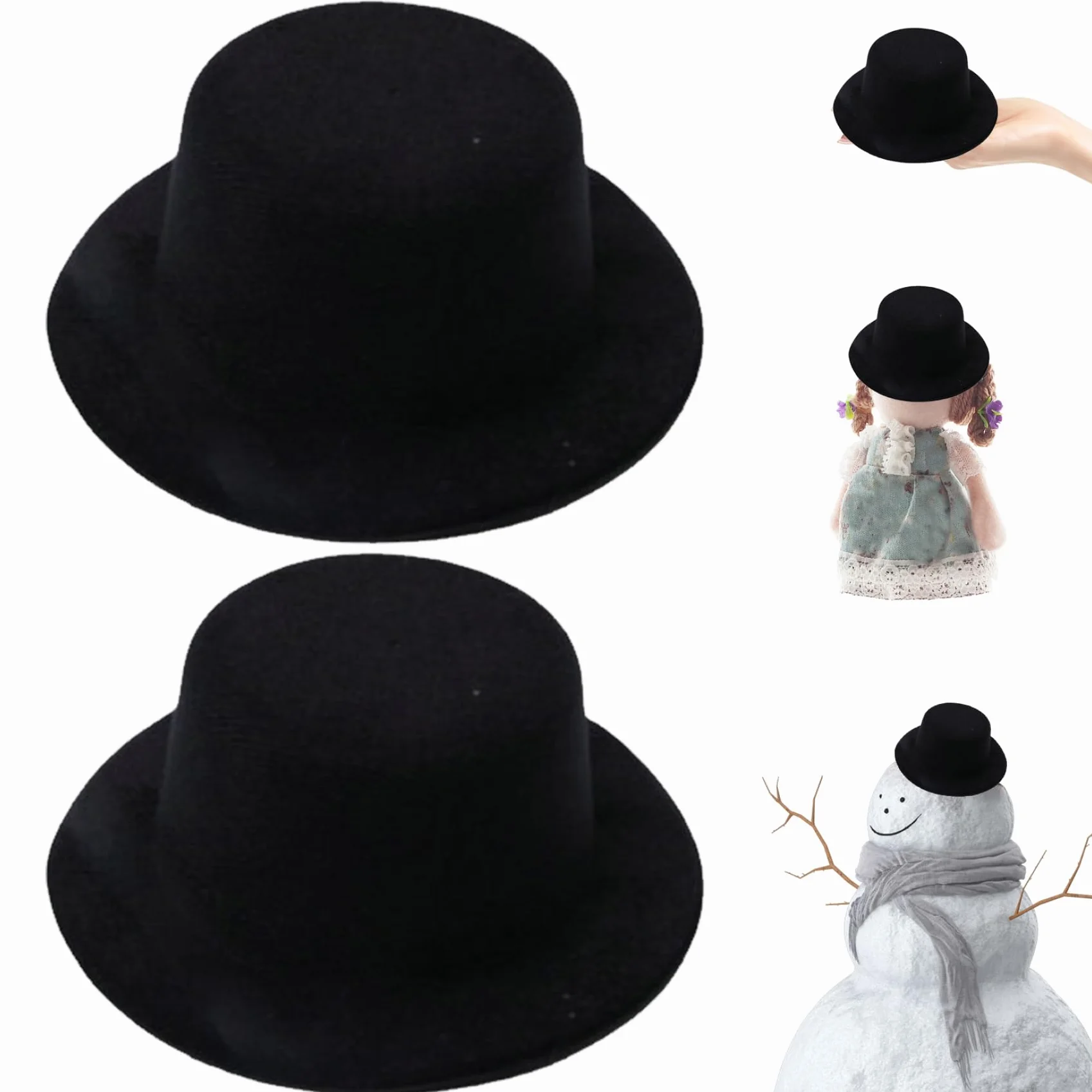 Mini cappello a cilindro 2 pezzi 5x2 pollici piccolo cappello a cilindro nero in peluche piccolo mini cappelli fai da te per artigianato, cappelli per bambole, animali domestici, tappi per bottiglie