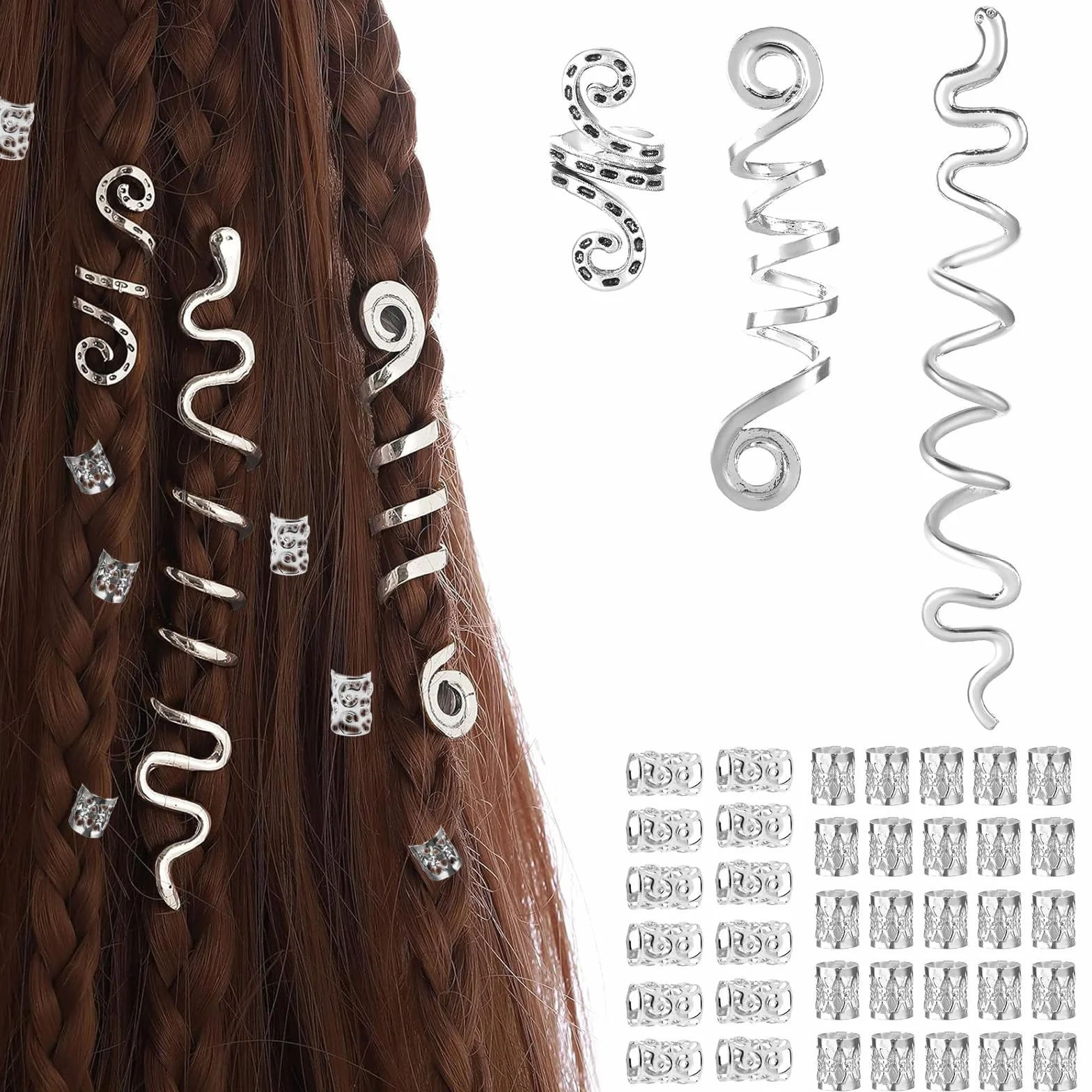 Accessori Capelli a Spirale in Argento 40 Pezzi per Festival Feste Matrimoni