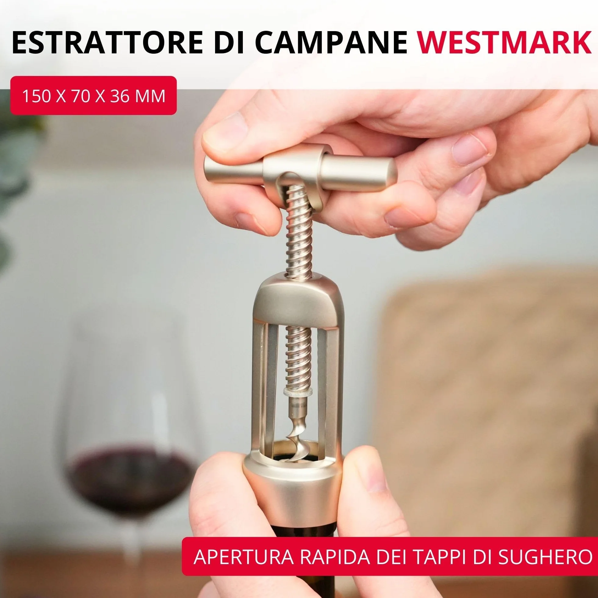 Westmark Cavatappi a campana con spirale, Monopol Edition, acciaio/zinco pressofuso, Barolo, finitura opaca, 62603380