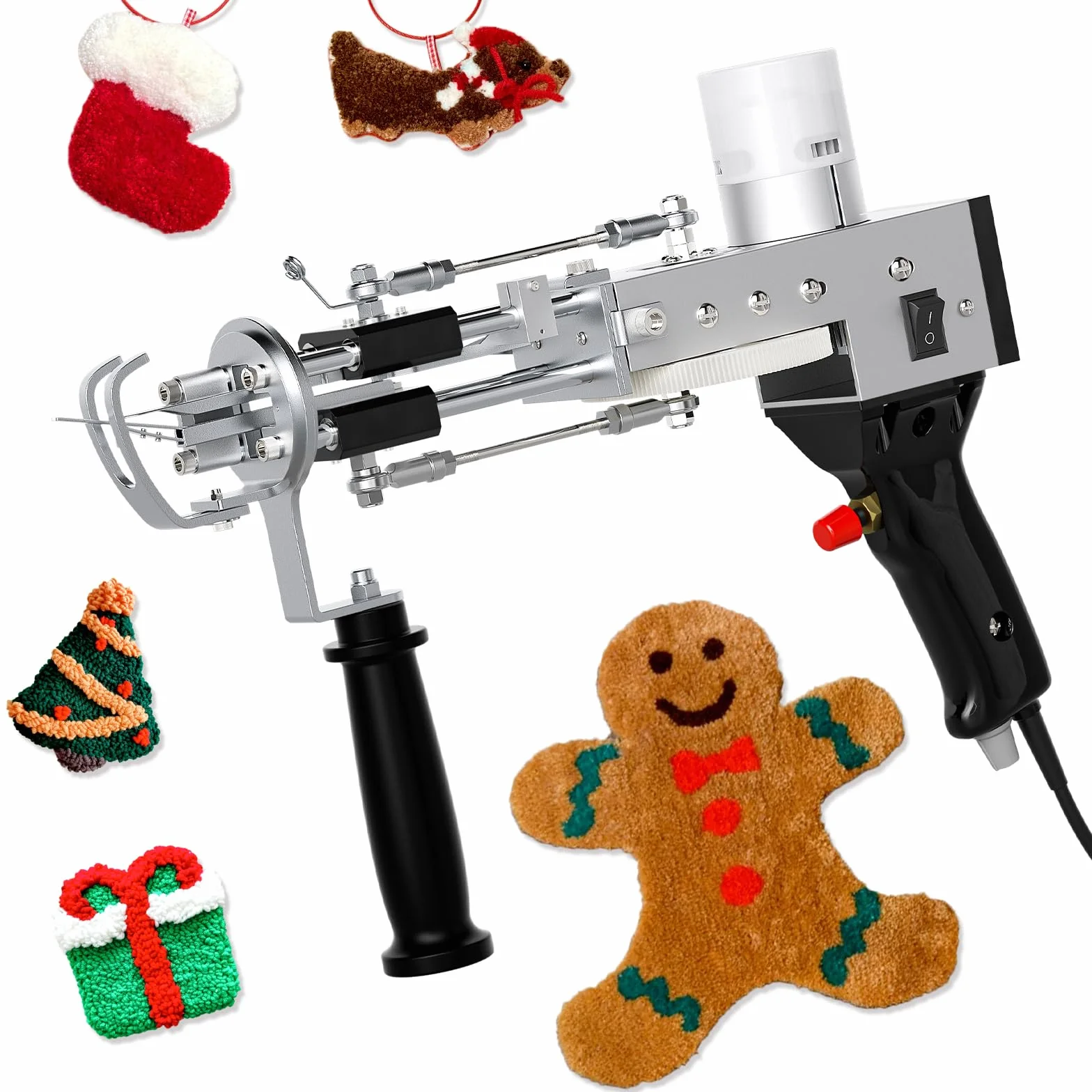 Pistola Tufting,5-40 Steps/S Tufting Gun Pistola elettrica a spruzzo 7-21 mm Regolabile Macchina per maglieria Tappeti per Natale Artigianato Tappeto Abbigliamento