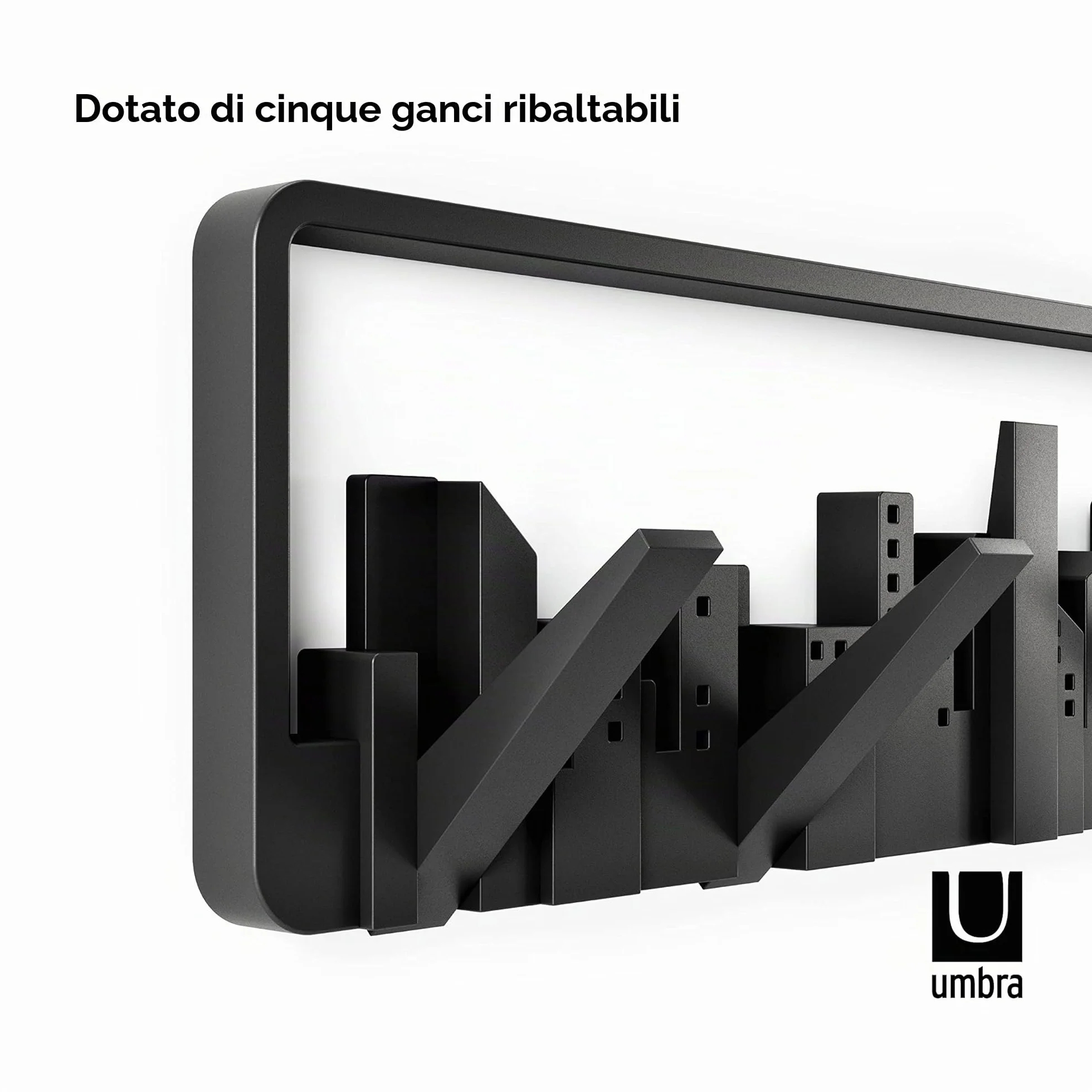 Umbra Skyline appendiabiti da parete 5 ganci retrattili nero