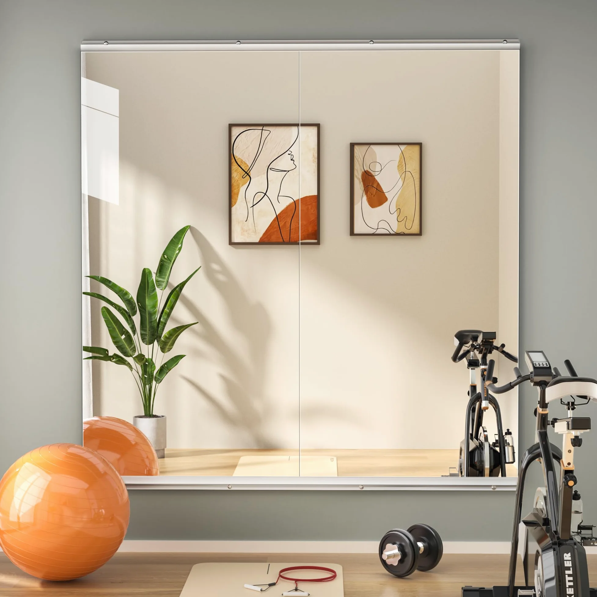 Hasipu Specchio da palestra casa, 120 x 60 cm, 2 pezzi, Grande Specchio a corpo intero per Yoga, Specchi da parete per fitness, garage, studi di danza, vetro temperato