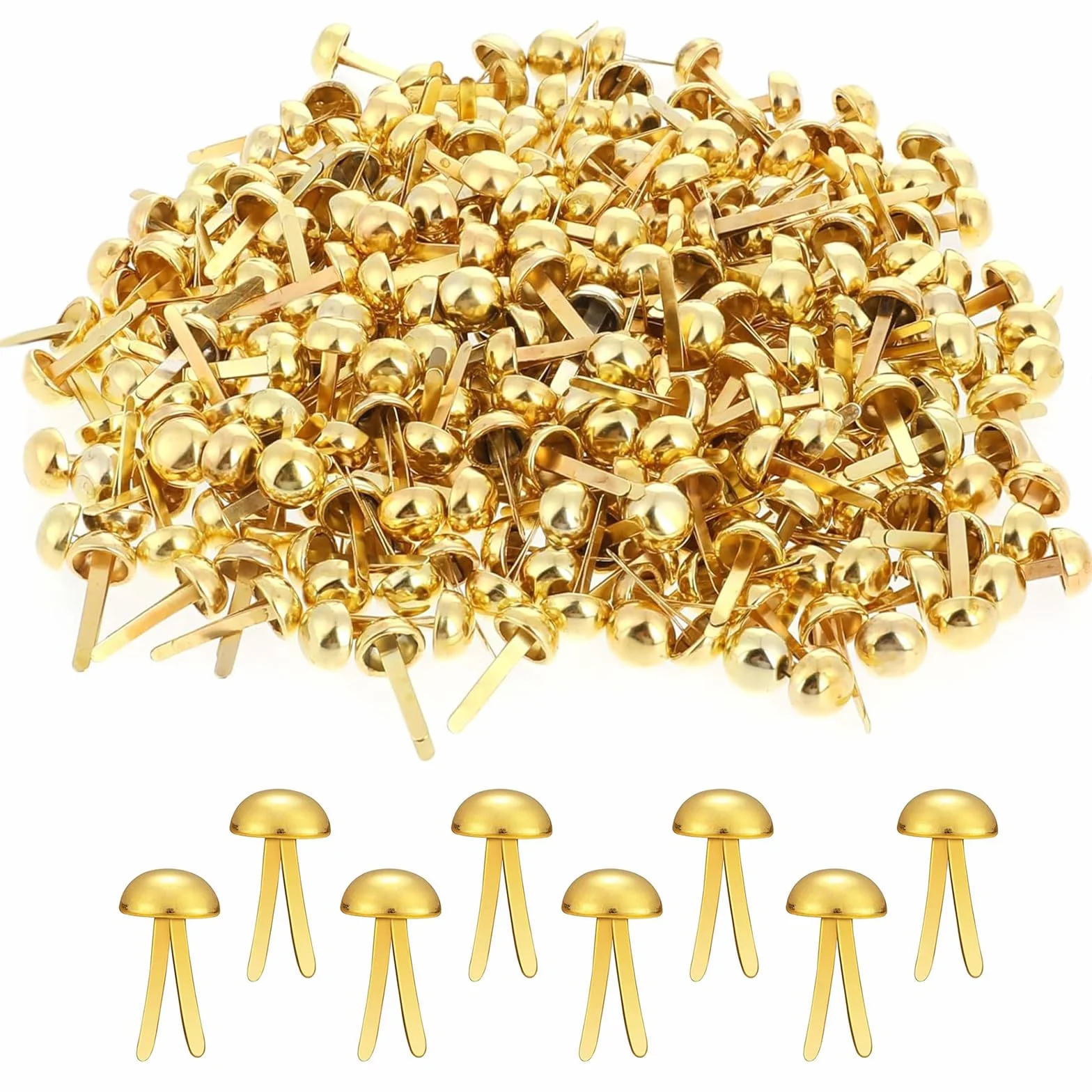 Fermacampioni Piccoli Metallo Dorato 300 Pezzi per Scrapbooking Fai da Te