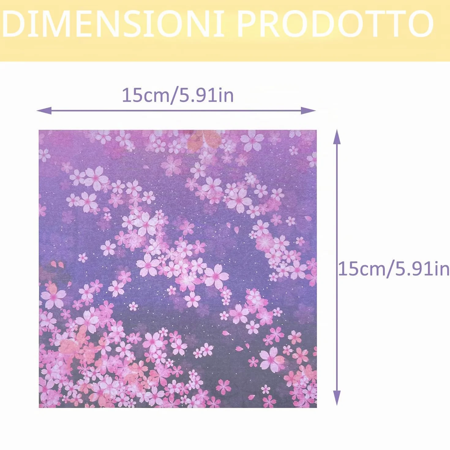 Carta per origami giapponese Fiori ciliegio 60 fogli 15 x 15 cm doppia faccia