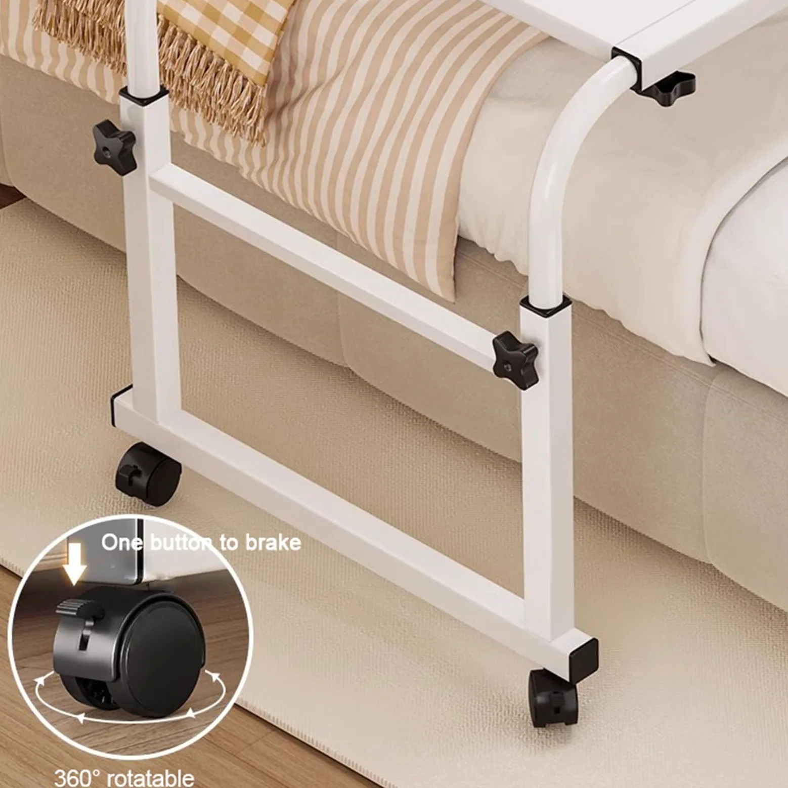 Tavolino A Croce,Alimenti Scrivania Tavolo Medico Con Rotelle Per Banco Da Lavoro Mobile Per Laptop Tavolino Da Letto Mobile Lunghezza E Altezza Regolabili Del Desktop Scrivania Portaogg(Color:black)
