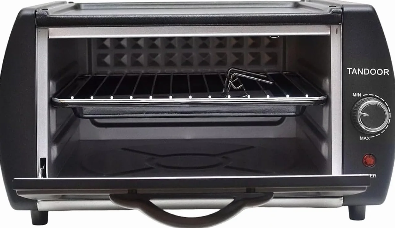 Forno Tandoor Elettrico 2100W Professionale Vetro Temperato Piastra Antiaderente 35x40x23 cm