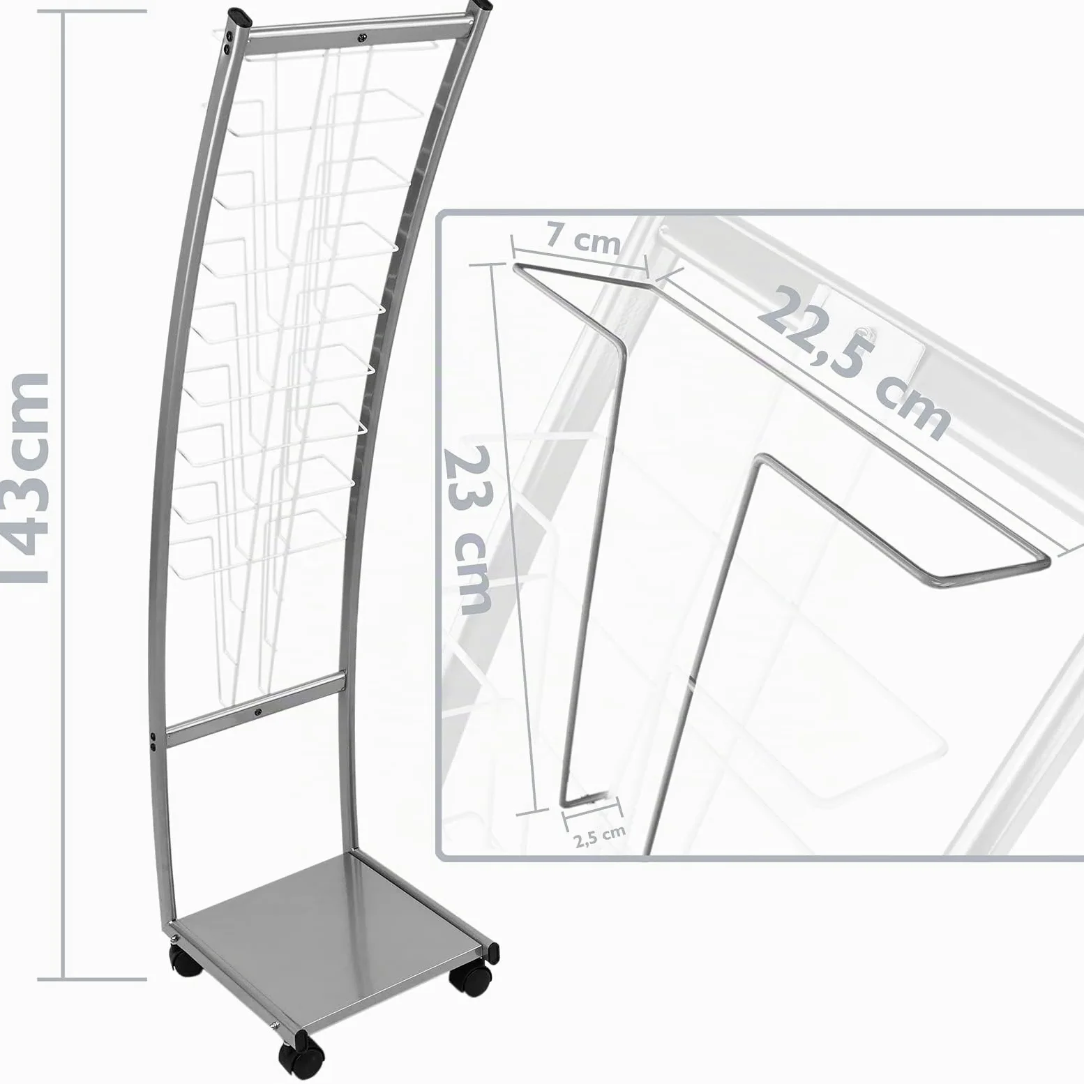 PrimeMatik - Espositore da Terra 31 x 126 x 35 cm con 6 Scomparti per brochure e riviste