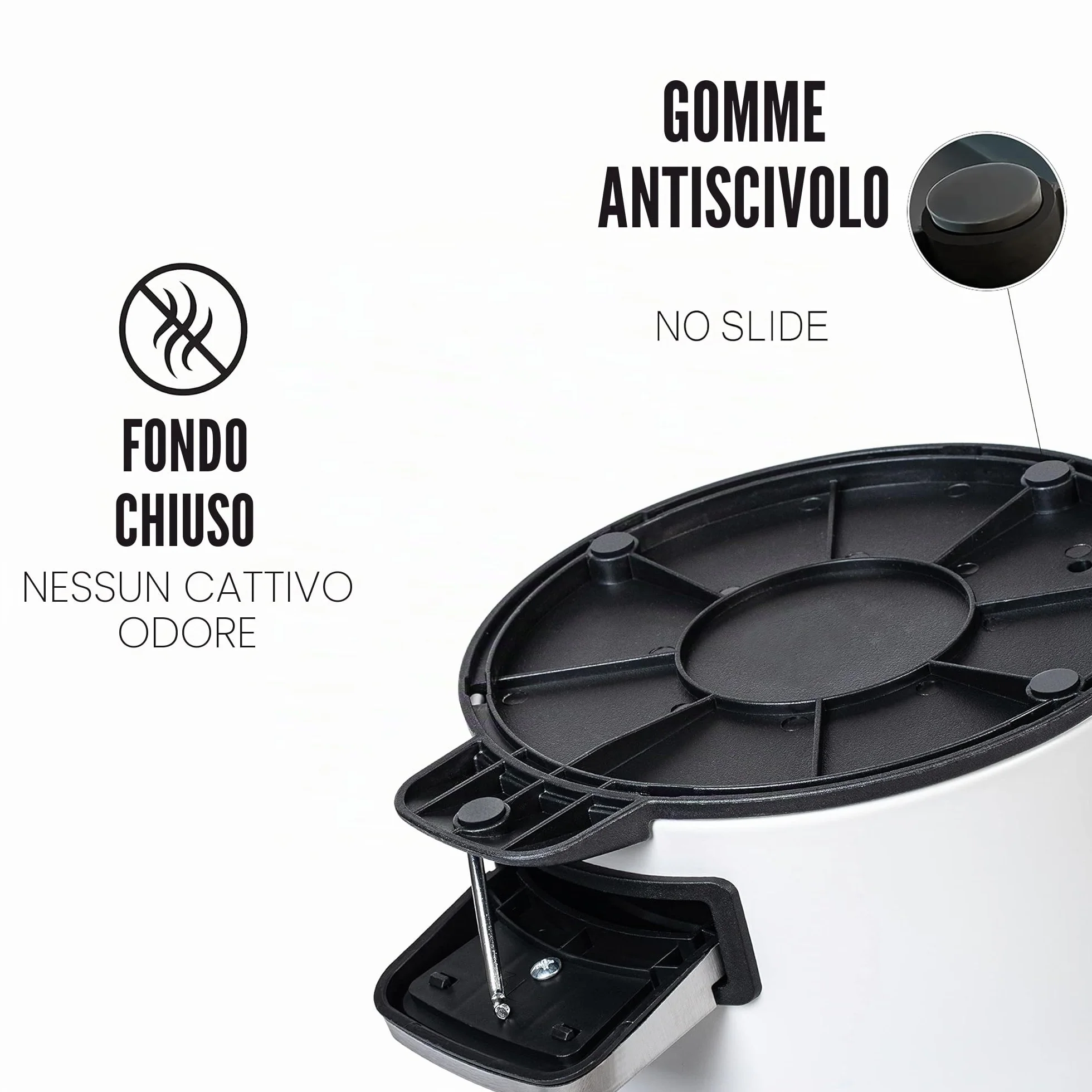 Kazai Cestino da Bagno Design 3 Litri Bambù Superiore Chiusura Silenziosa Bianco