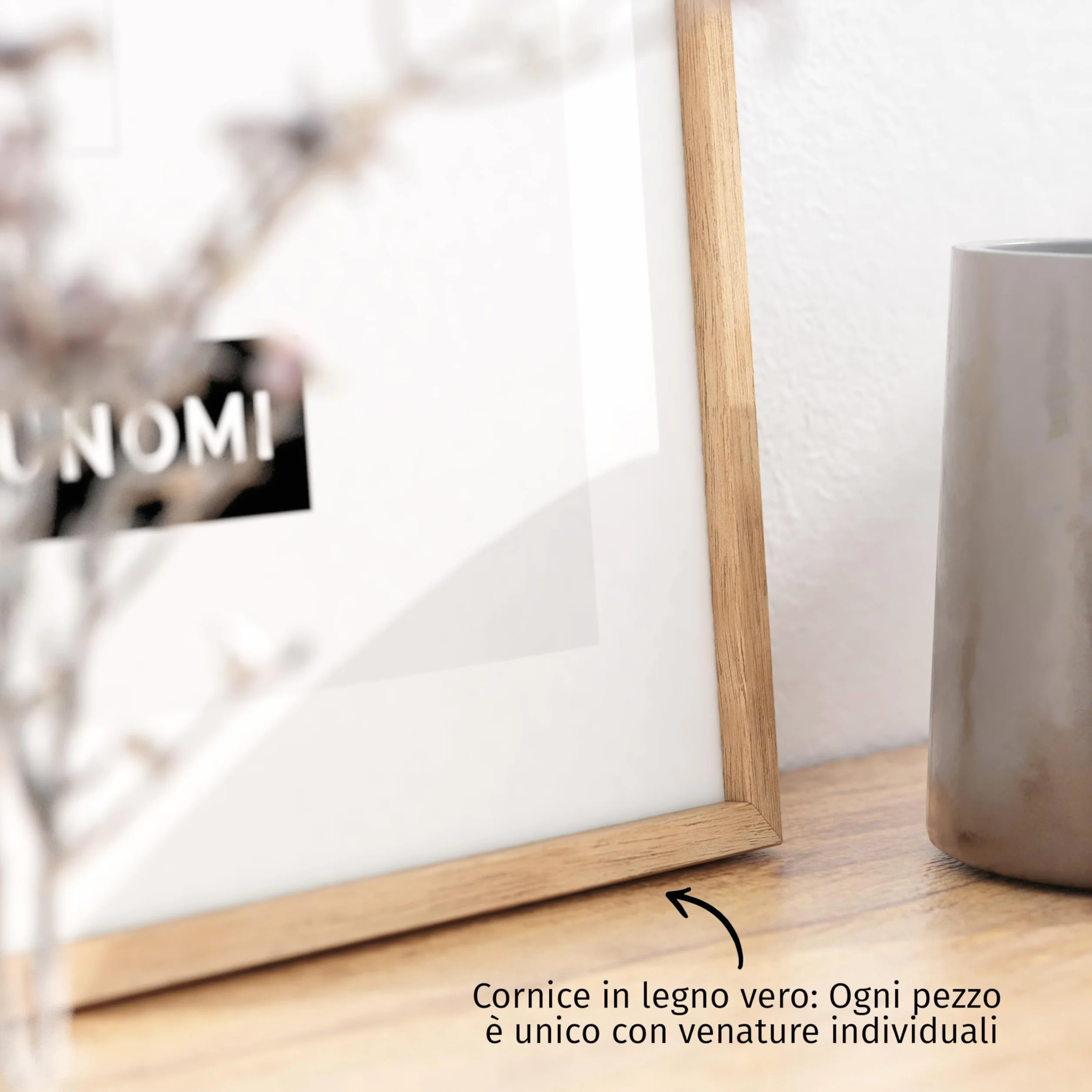 Cornice portafoto di alta qualità, in rovere DIN A4 (21 x 29,7 cm), in vero legno di quercia con vetro acrilico infrangibile