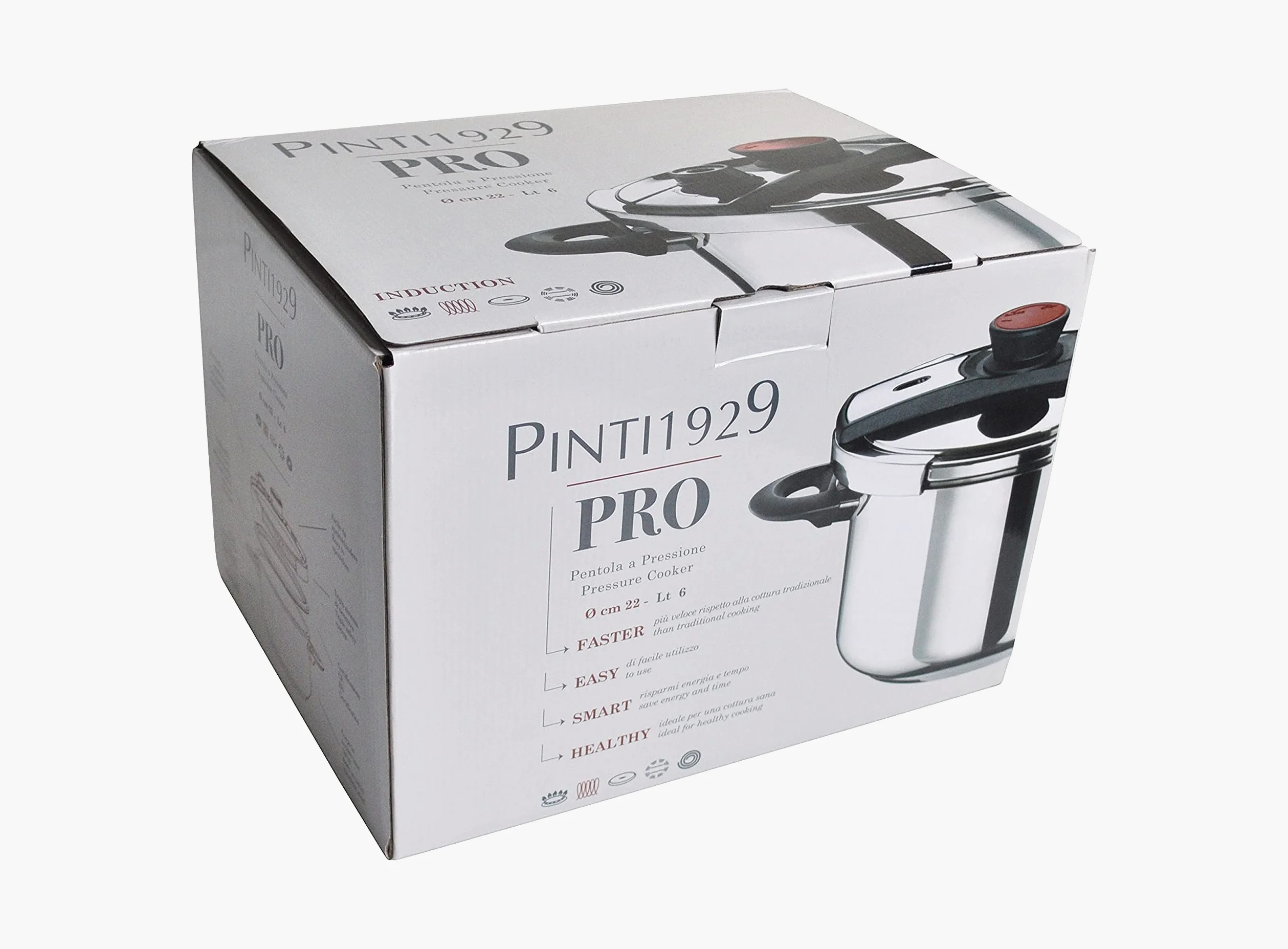 Pintinox, Pentola a Pressione Pro, Acciaio Inox, Adatta all'induzione, 6 Litri.
