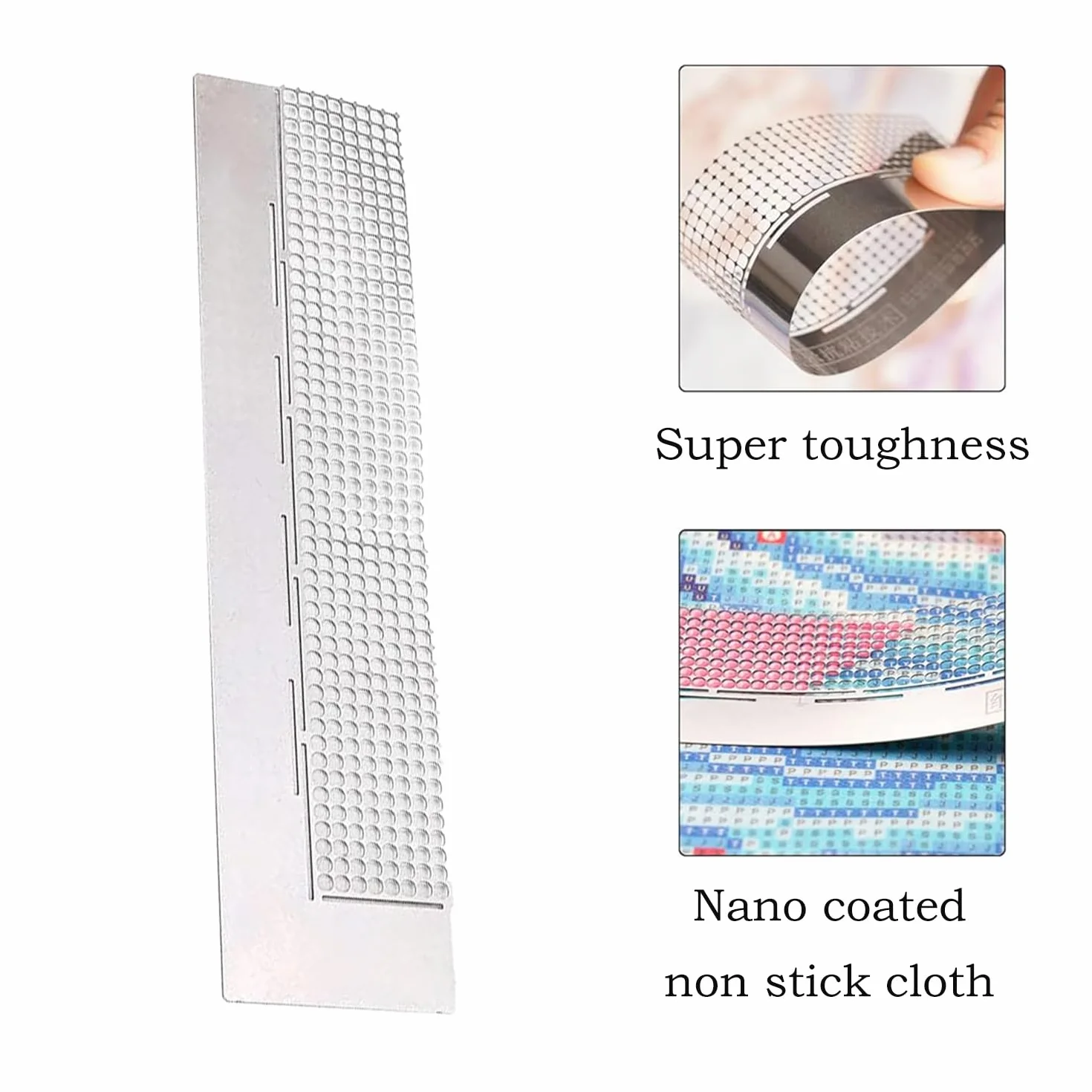 Righello per Pittura Diamante in Acciaio Inossidabile, Strumento Fai da Te per Diamanti Rotondi e Mezzi (Argento)