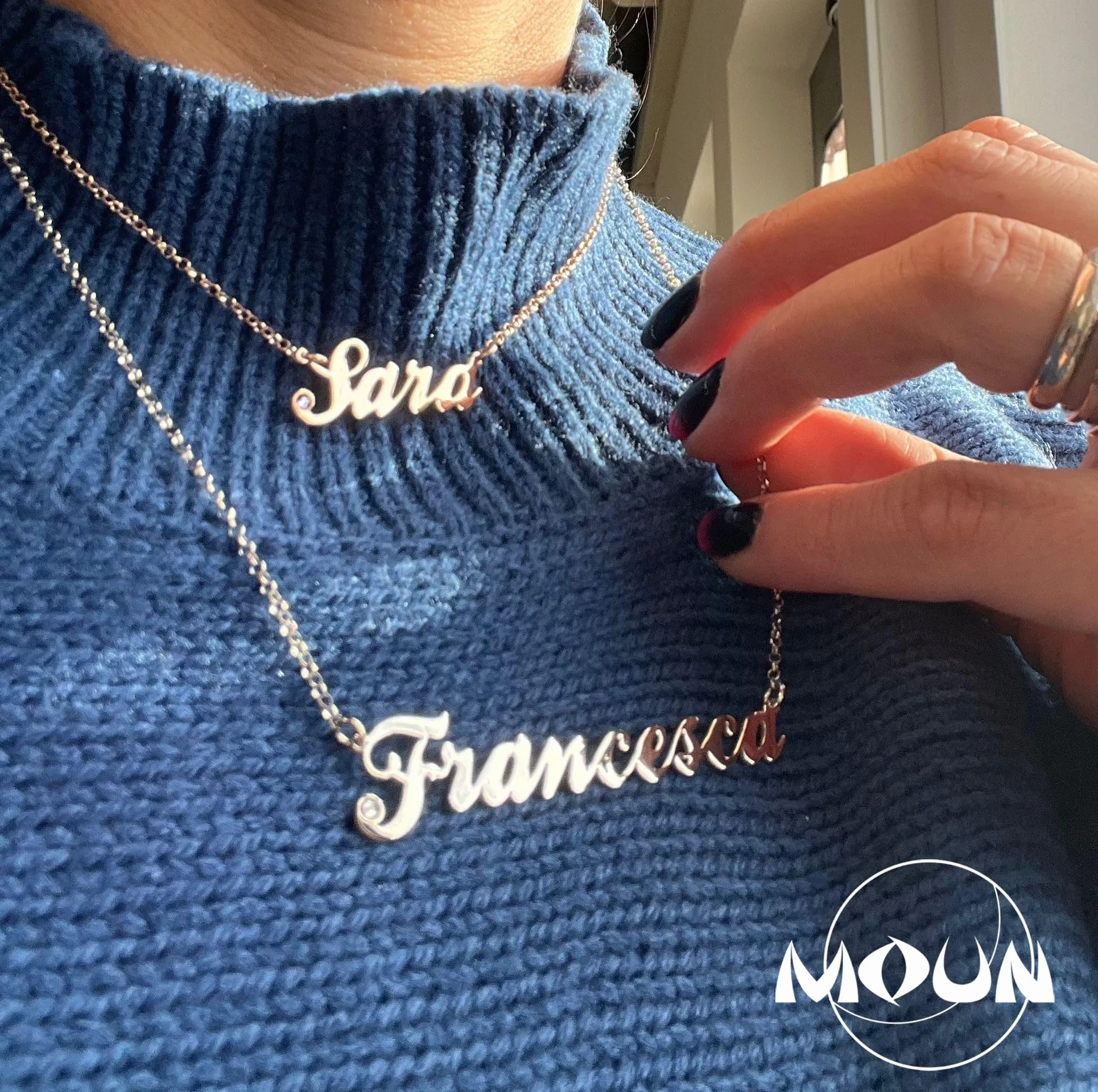 Collana in argento 925 con NOME CON o SENZA Brillantino anallergico