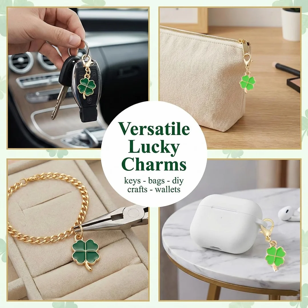 24 Pcs Ciondolo Portafortuna Quadrifoglio, Portachiavi Bomboniera In Metallo, Accessori Per Creazione Di Gioielli Fai Da Te