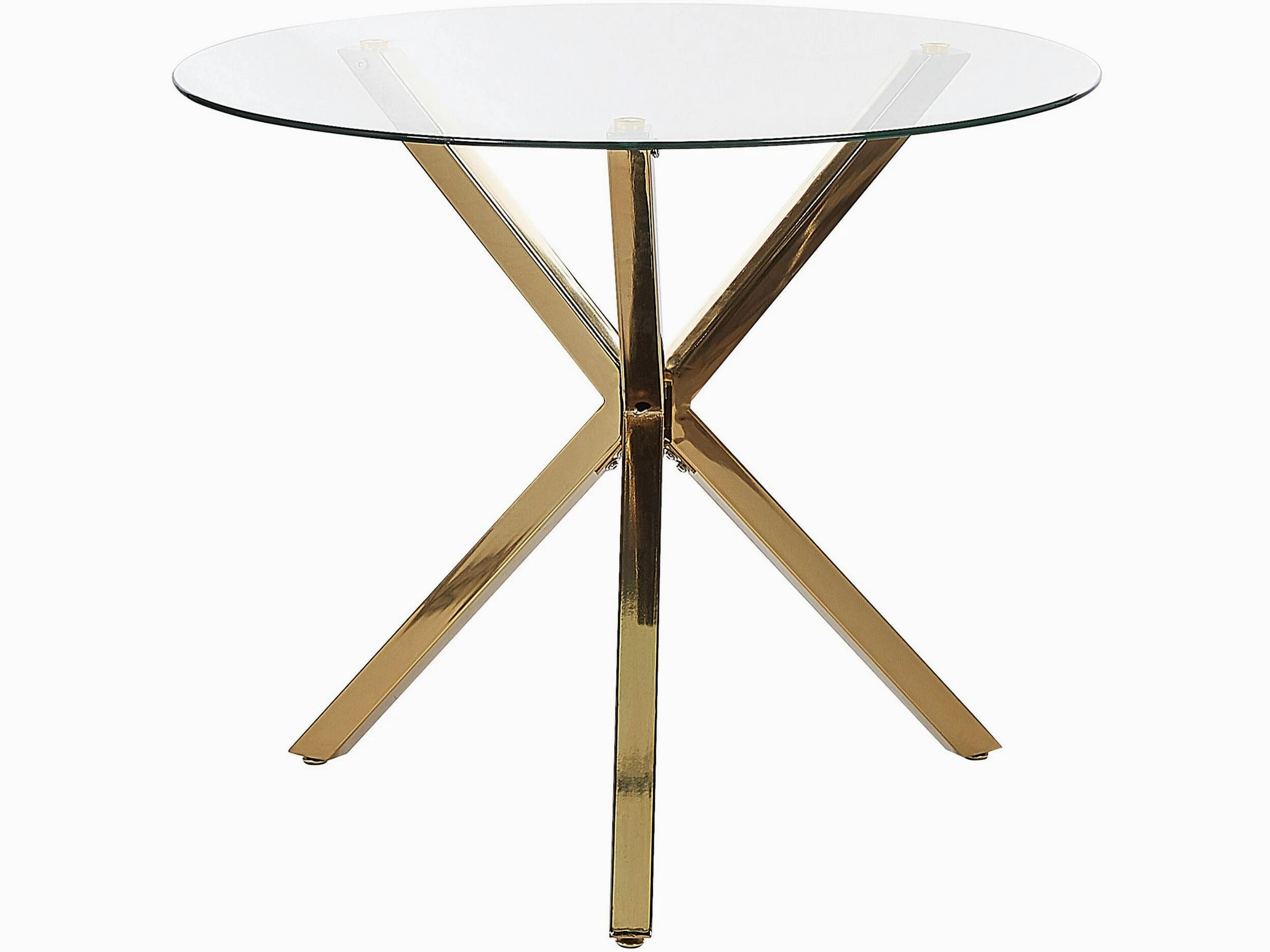 Tavolo da pranzo rotondo moderno glam ⌀ 90 cm 4 persone piano in vetro temperato Oro