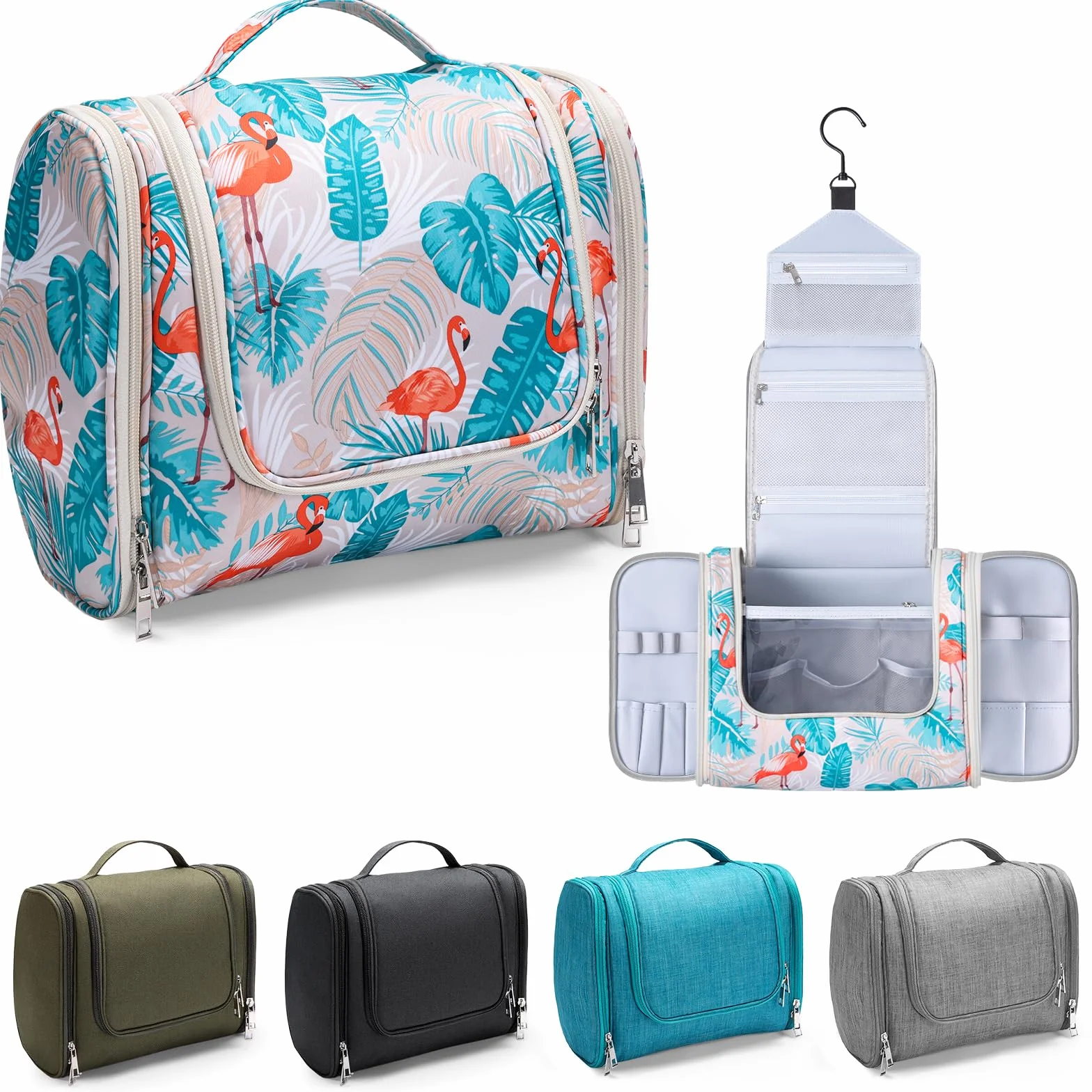 Beauty Case da Viaggio, Grande Borsa da Toilette da Appendere per donna e Uomo, 4 in 1 Beauty Case Impermeabile con Gancio Girevole