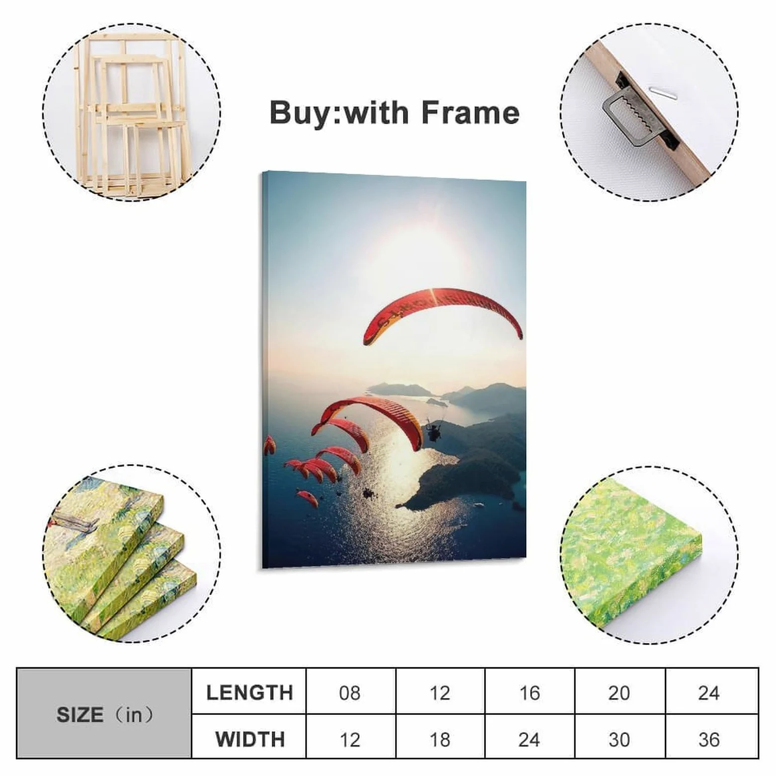 YCGYMX Poster sportivo su tela, motivo: foto aerea della squadra in parapendio, poster decorativo da parete e stampa artistica moderna, poster decorativo per la camera da letto (50 x 75 cm)