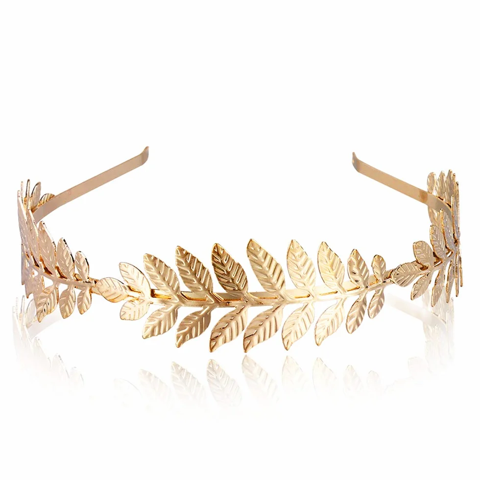 Corona di alloro dorato fatto a mano per sposa fascia greca romana acconciatura capelli corona donna accessori diadema retrò