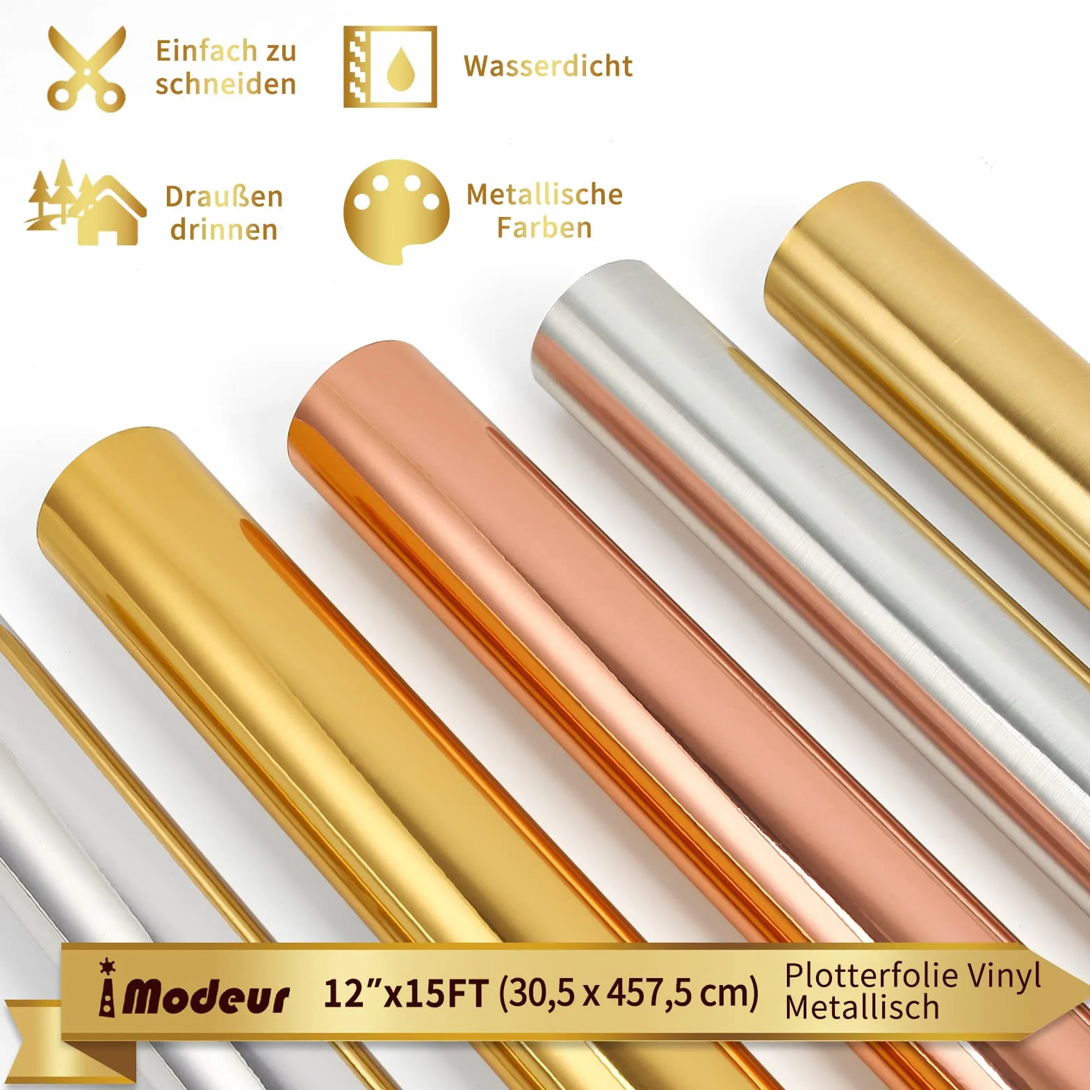 Vinilo adesivo Argento lucido 30,5 cm x 458 cm per Cricut, autoadesivo per regali fai da te