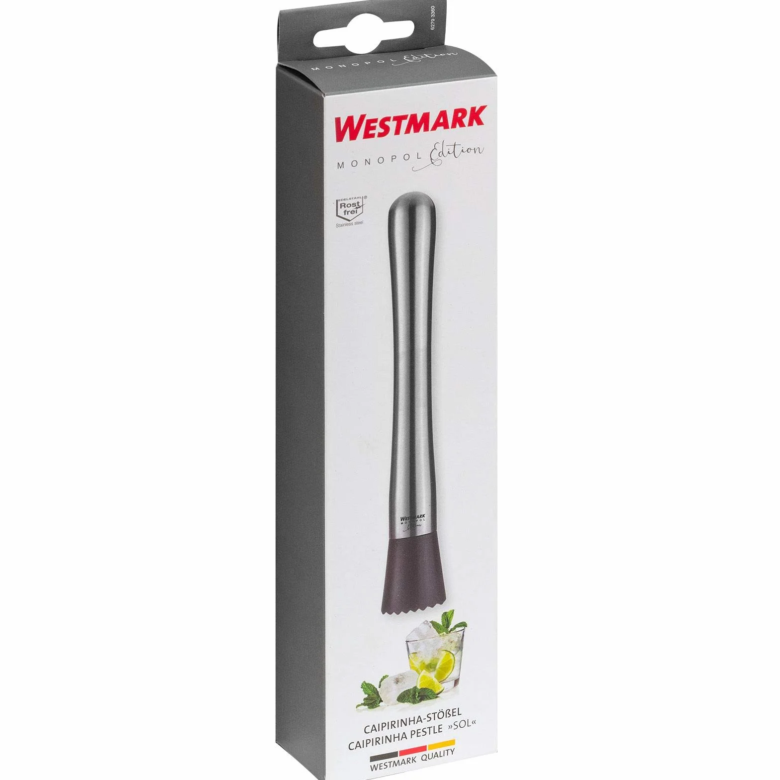 Westmark Pestello per Caipirinha Monopol Edition 21 cm Acciaio Inossidabile Plastica Argento Nero