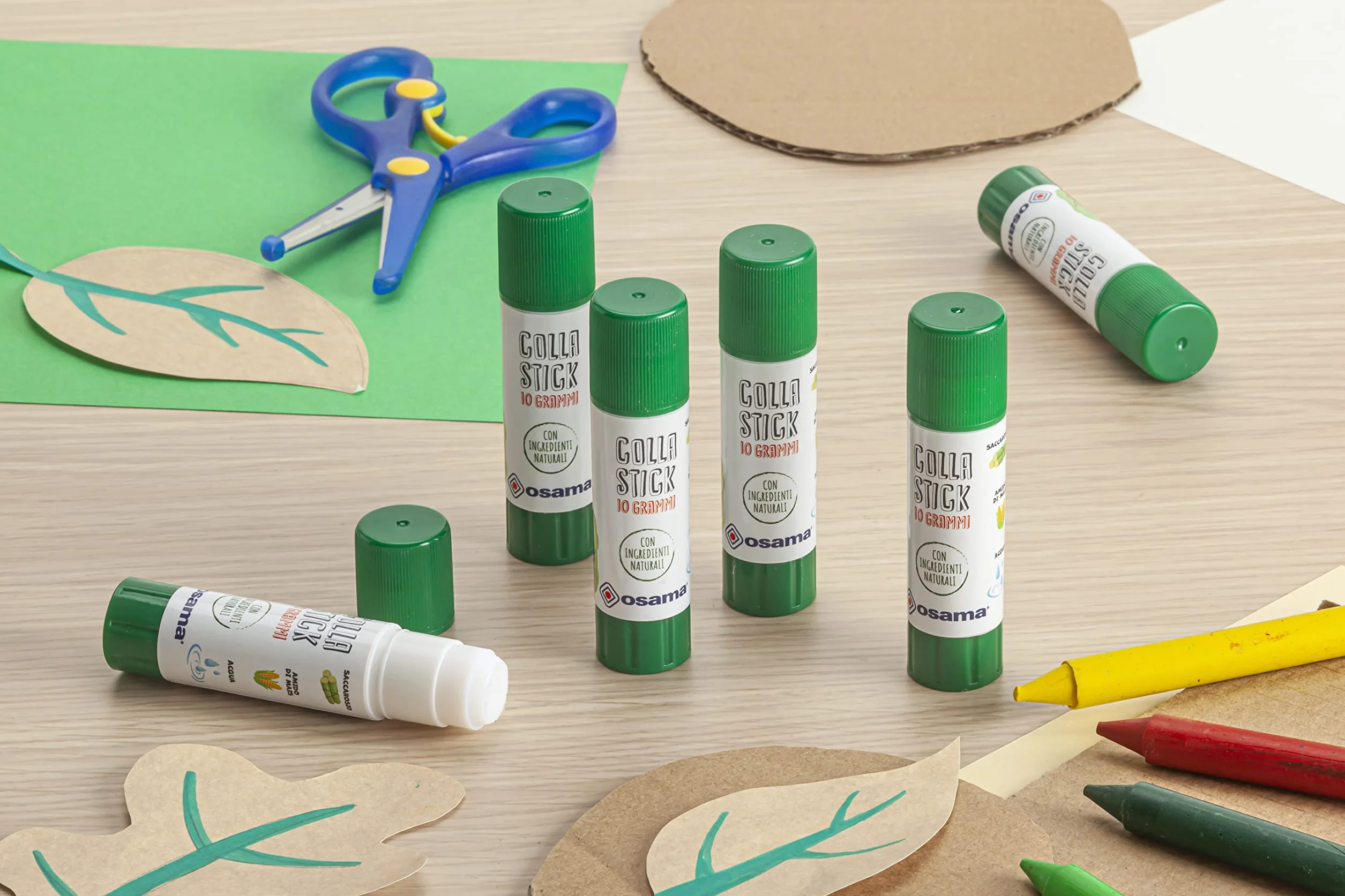 Osama - Colla Stick Extra Forte, Box da 30 Pezzi, 10 gr - Set Colle Stick Ideale per Cancelleria Scuola, Ufficio e Università - Scorrevole, Resistente e Adatta ai Bambini, con Ingredienti Naturali