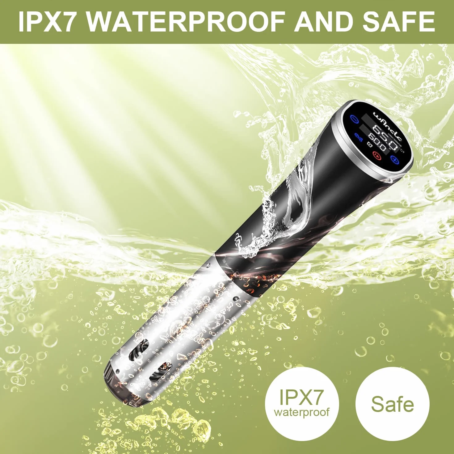 Wancle Sous Vide Roner Cucina a Bassa Temperatura 1100W IPX7 Impermeabile con Funzione di Prenotazione