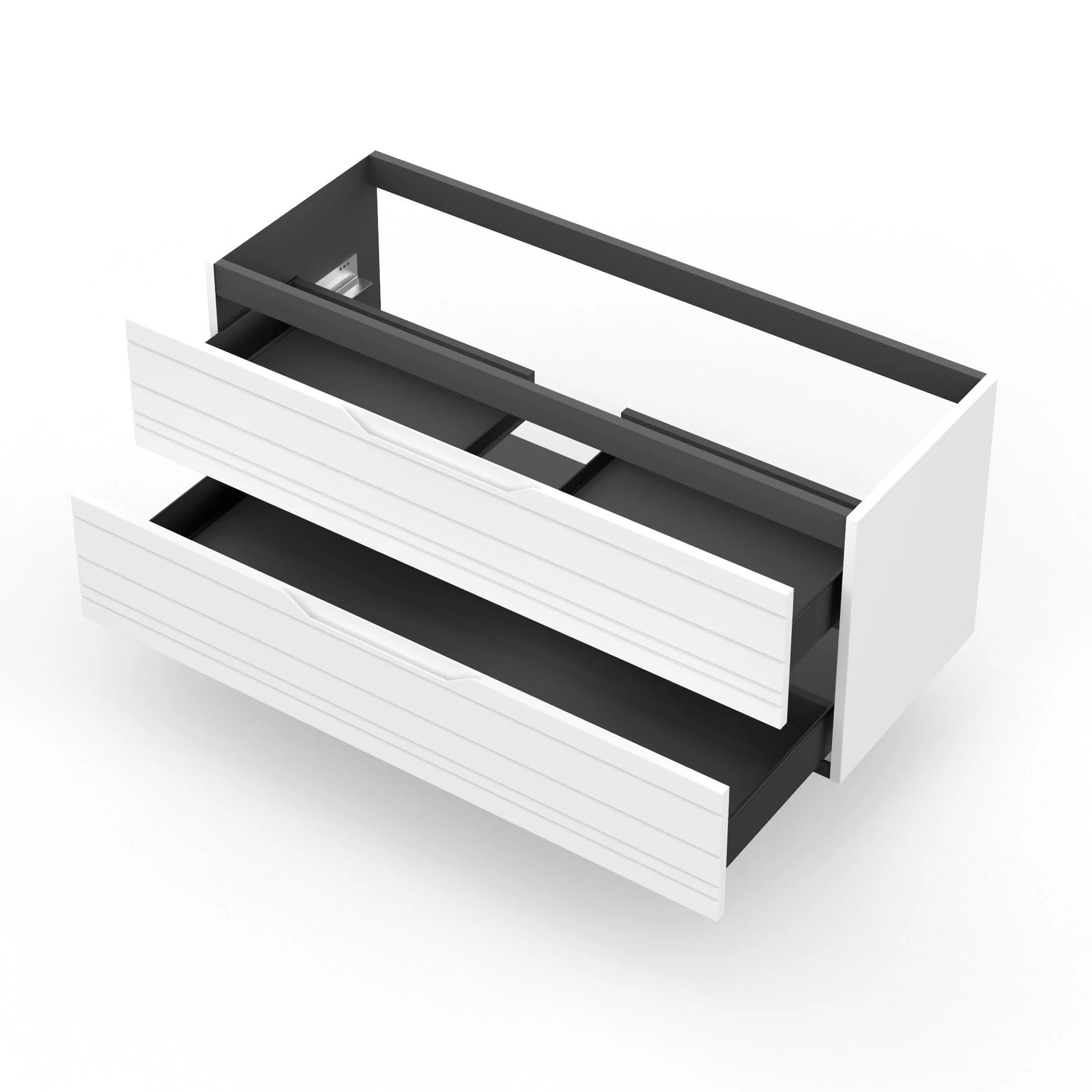 Aqa Design accessori casa base portalavabo 2 cassetti, nr2 cassetti con scorrimento e chiusura soft close, maniglia a gola, Made in Italy - Bianco - 120x45x50 cm