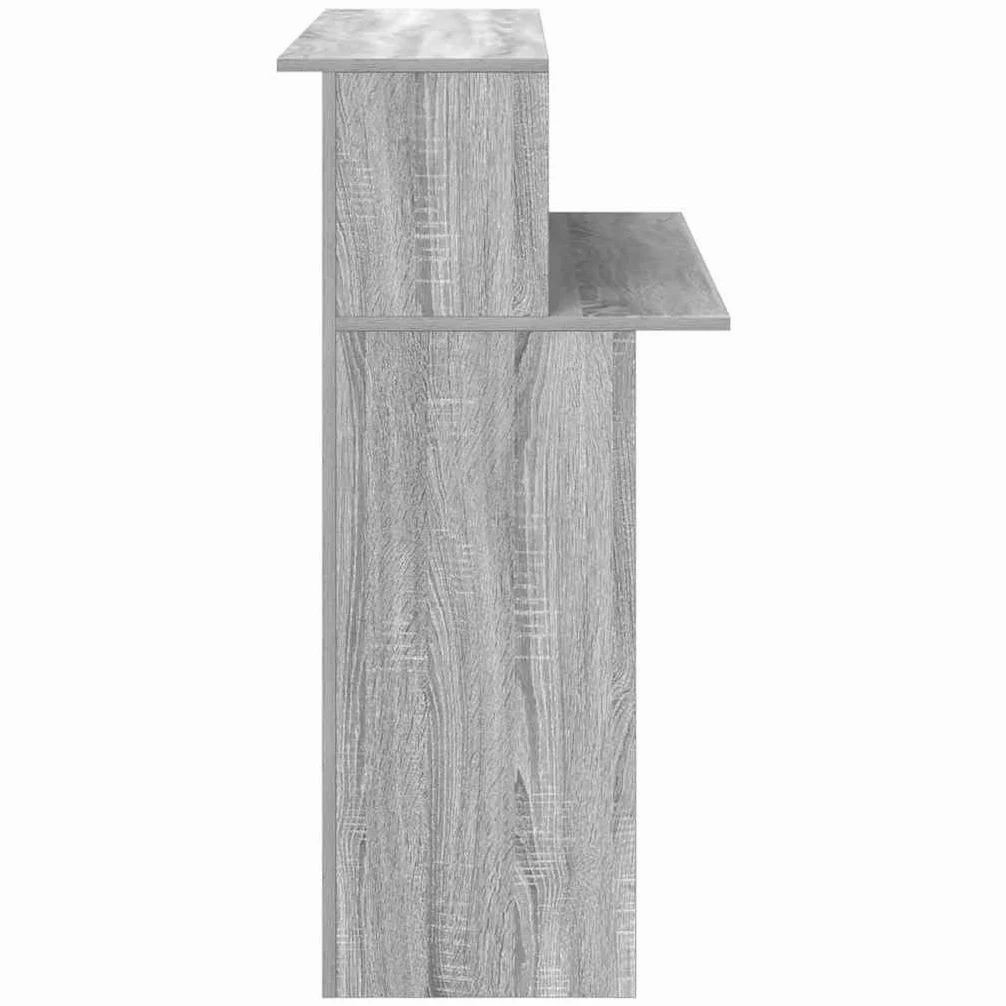 Banco reception grigio sonoma in legno multistrato 100x50x103,5 cm con ripiano integrato e cassetto per ufficio studio e smartworking, mobile per postazione lavoro e computer