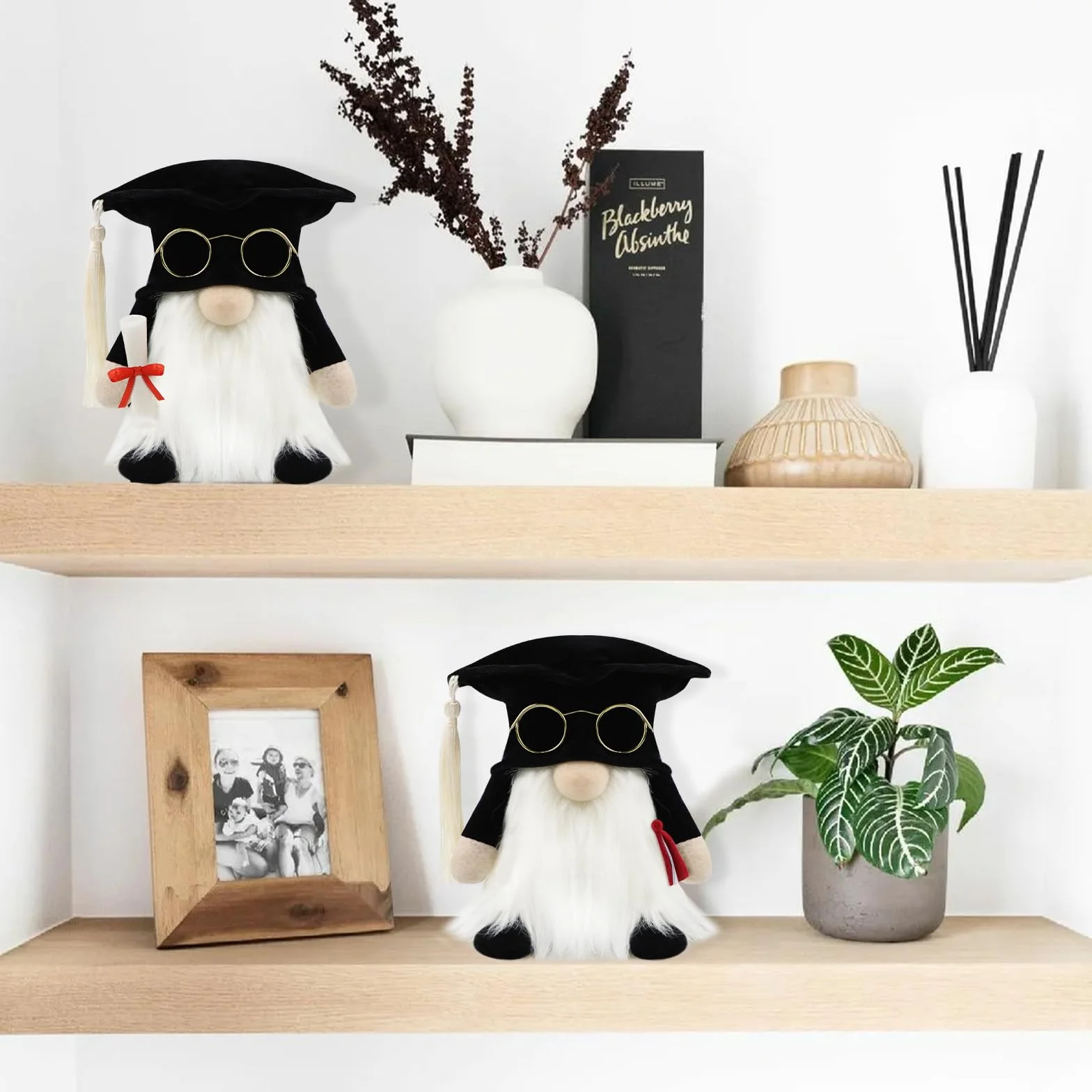 Set di 2 Decorazioni Regalo di Laurea Gnomo per Casa 13cm