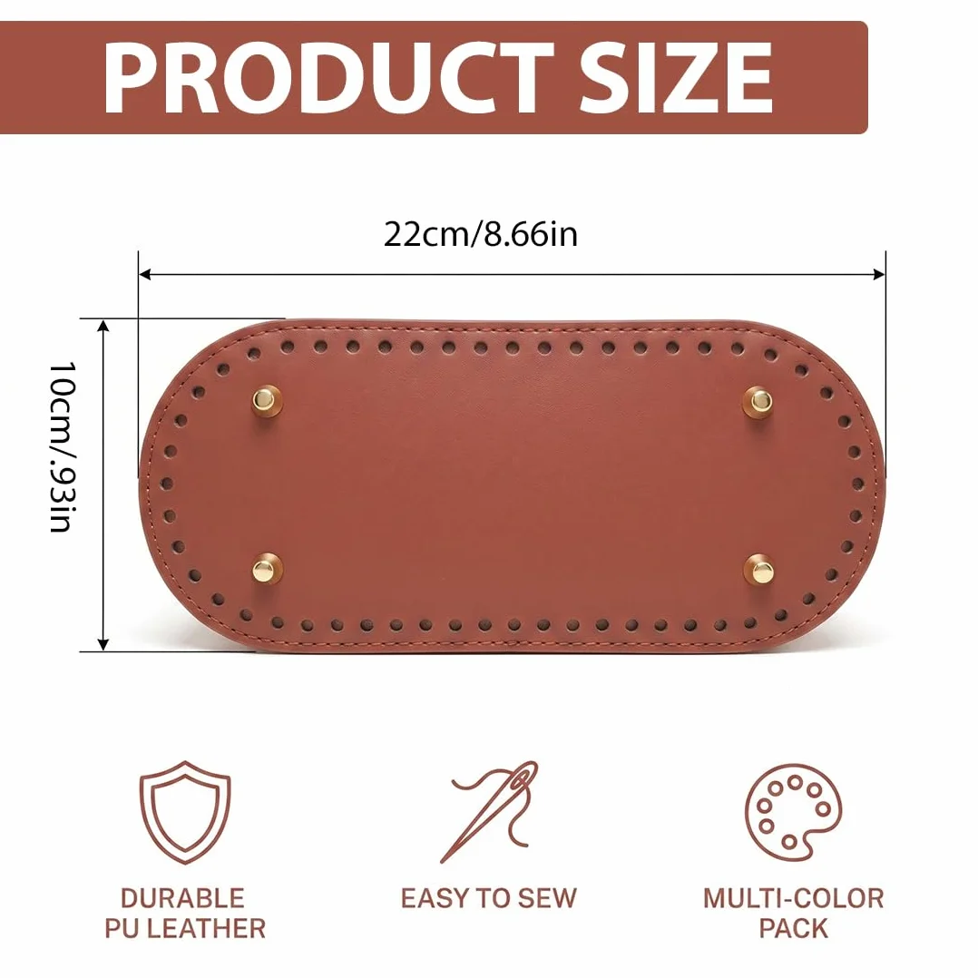 Set di 4 Basi Borsa Pelle PU Fondo Borsa Uncinetto 22x10cm Fondi per Borse Uncinetto con Fori