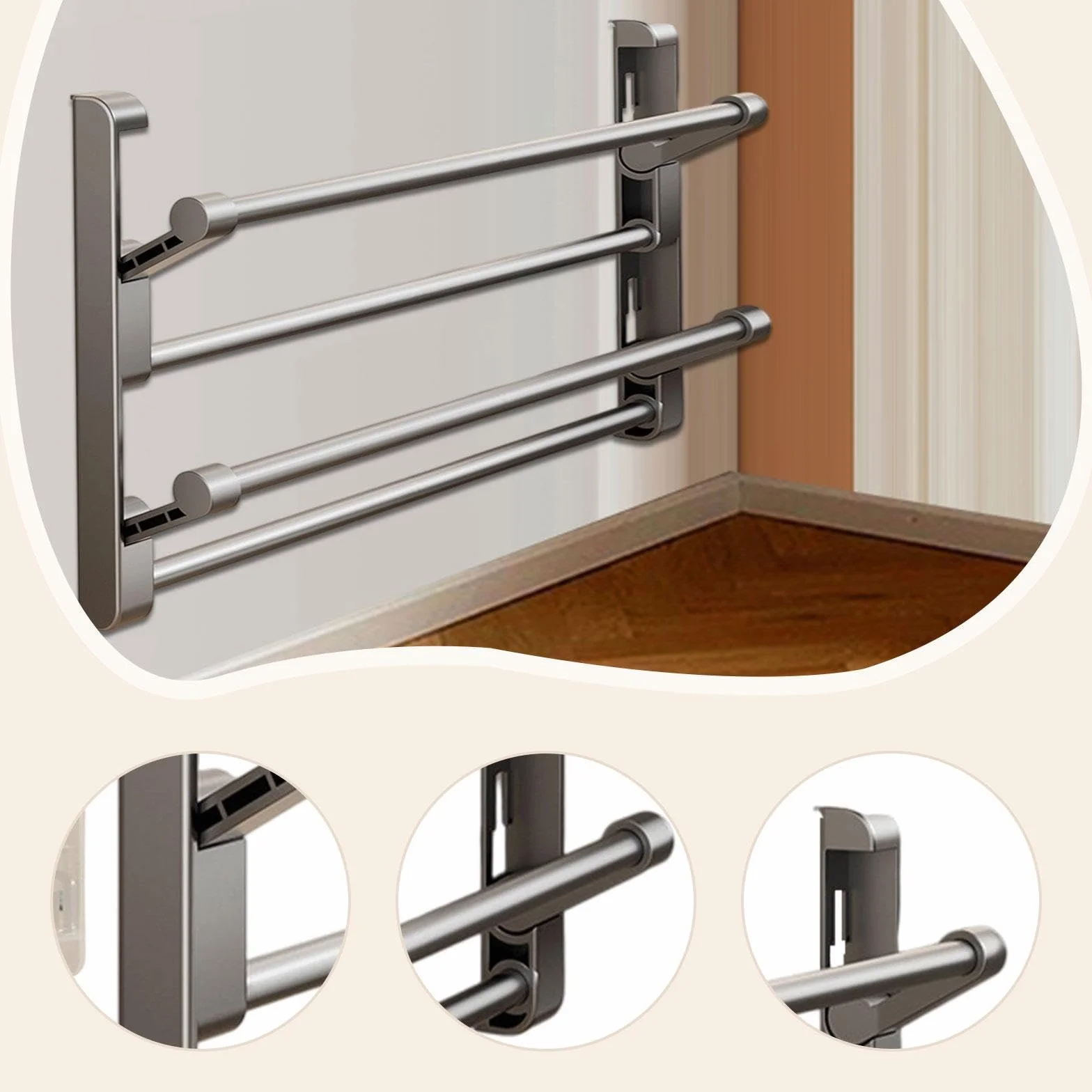 Baoblaze Portascarpe Scarpiera Da Parete Organizzatore Sospeso Mensola per Calzature Pieghevole E Salvaspazio in Alluminio Adatto per Ingresso Bagno E Camera, 70 Cm