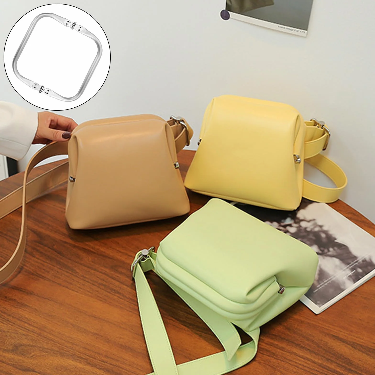 Chiusura per borsa 15cm 3 Pezzi, Manico Interno a Forma di U, Clic Clac Telaio in Alluminio per Borse Fai da Te Argento