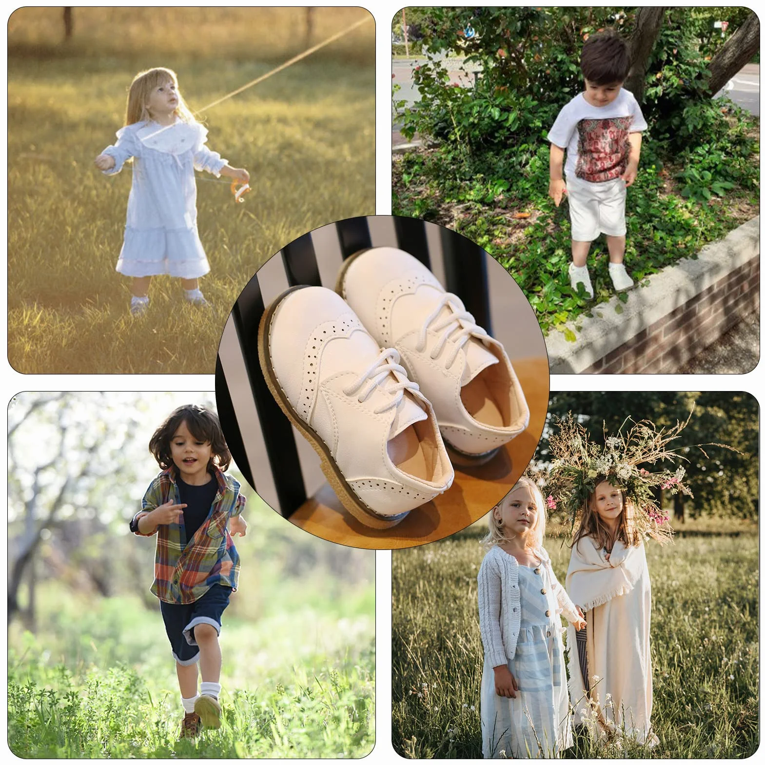 Panegy Scarpe Bambini Bambina in PU Pelle Scarpine Stringate Basse Eleganti Leggere Scarpette Brogue Casual con Suola Moribida per Suola Festa Matrimonio