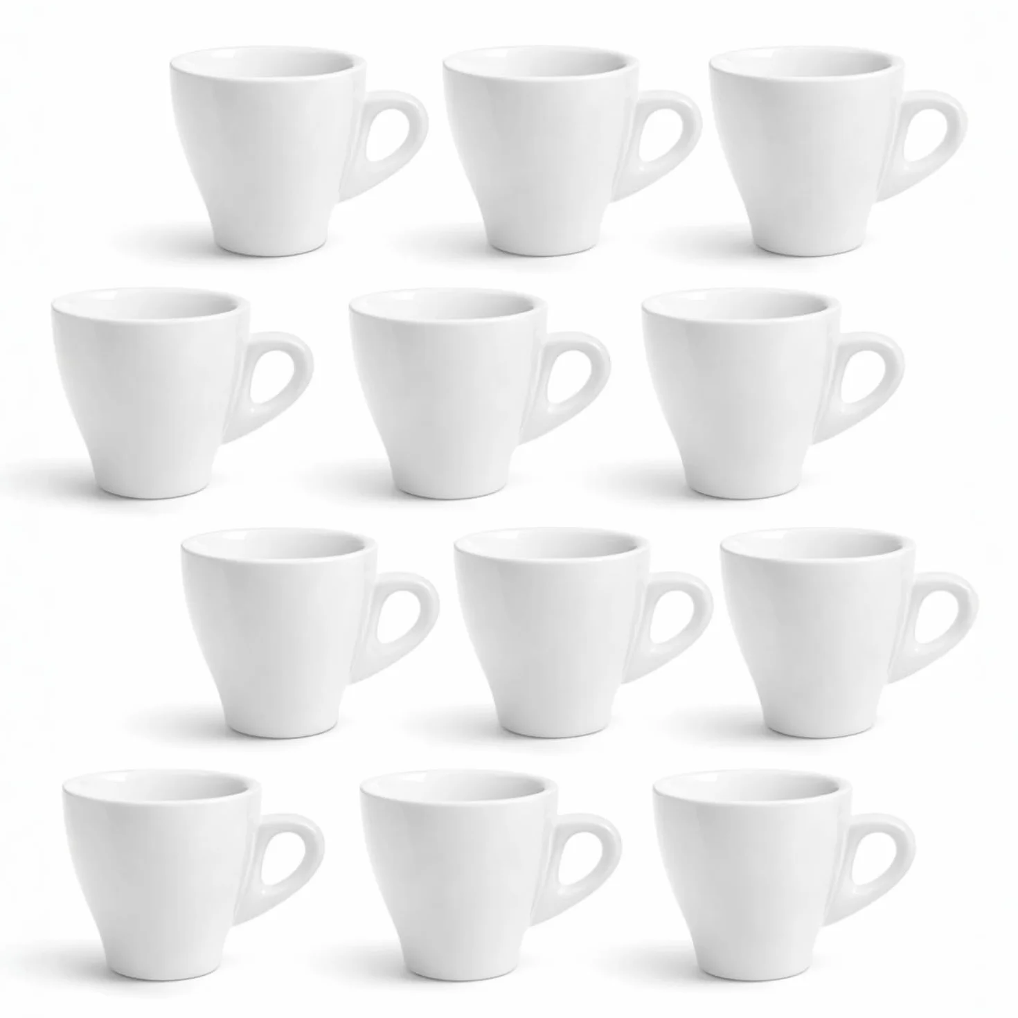 PALUPLUS Set 12 Tazzine Caffè in Porcellana da 80 ml, Tazze da Espresso con manico, Lavabili in Lavastoviglie, adatte per Microonde, Colore Bianco -208F