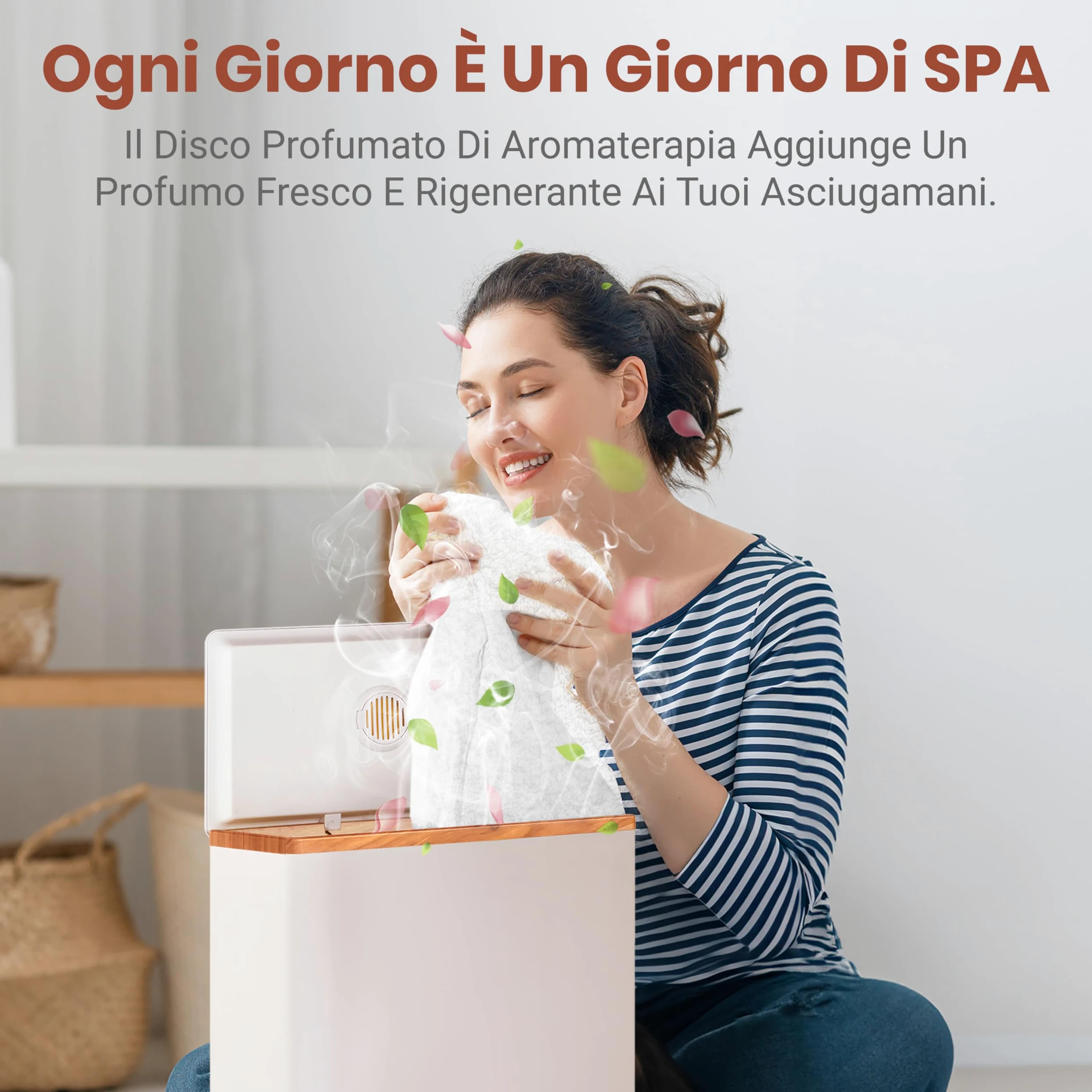 SereneLife Scaldasalviette Elettrico Bagno, Scaldasalviette Elettrico di Lusso con Secchio Rettangolare, Grande Capacità, Controllo Touch, ABS, Scaldasalviette Bagno per Asciugamani e Coperte