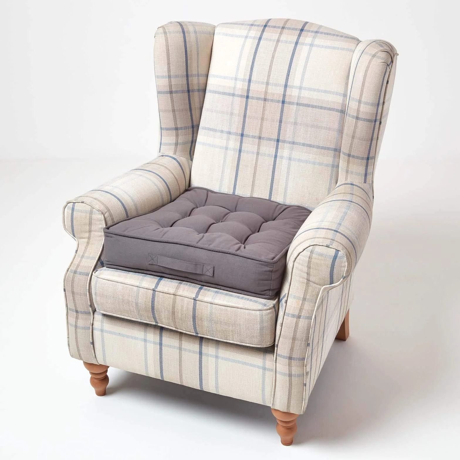 HOMESCAPES Cuscino per seduta rialzata in cotone quadrato 50 x 50 cm grigio ardesia