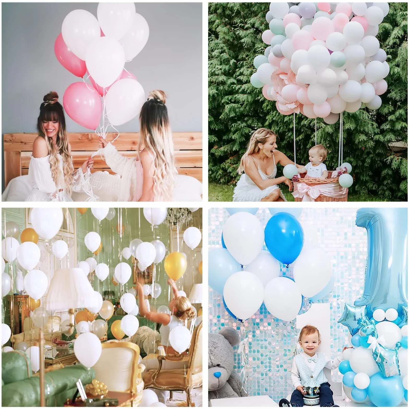 Palloncini Bianco, 50 Pezzi 12 Pollici Palloncini in Lattice Da 30,5 cm, Palloncino Bianchi Opachi per Bambini Festa Compleanno Baby Shower Anniversario Di Principessa Carnevale Eventi Decorazioni