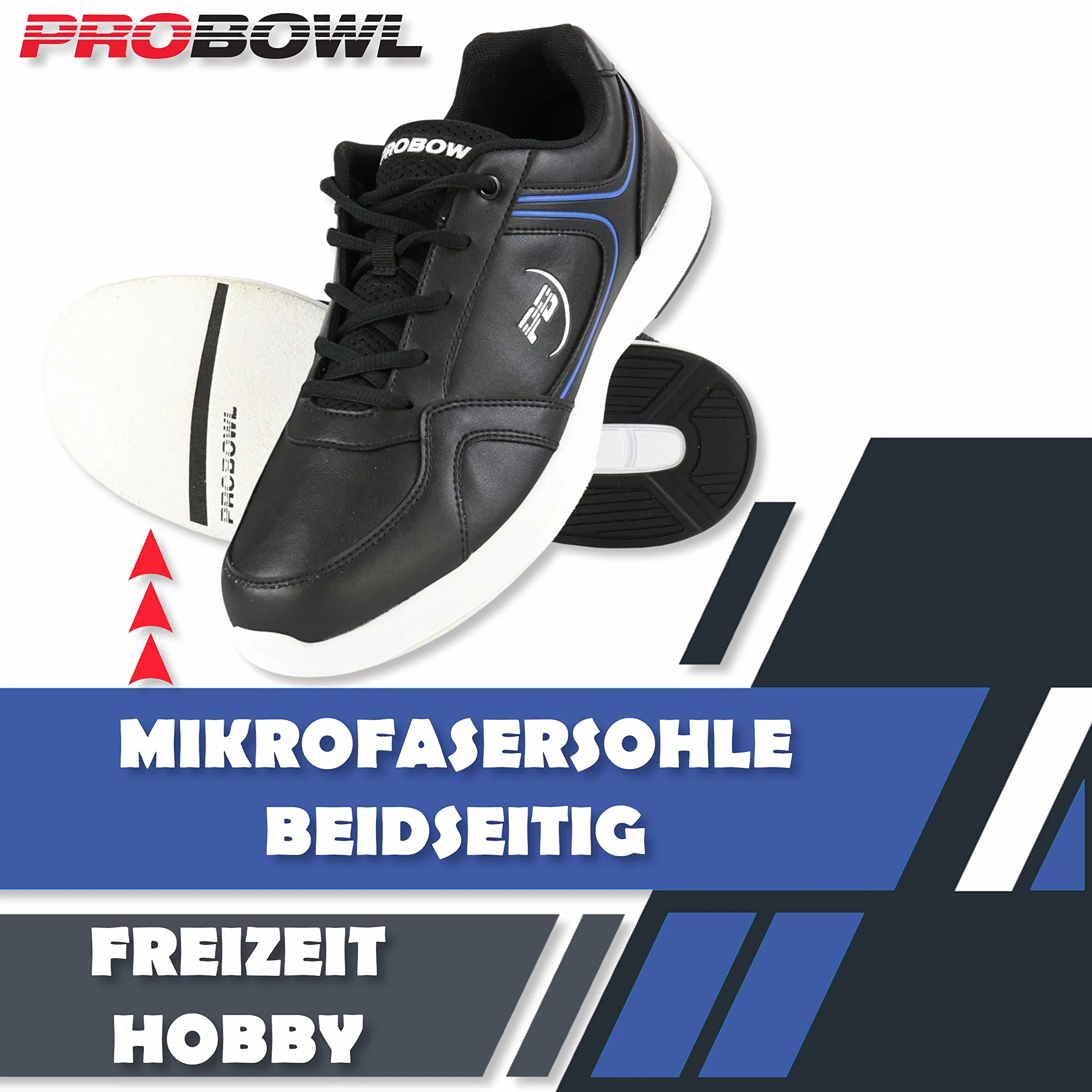 Pro Bowl Bonega Scarpe da bowling uomo suola scorrevole effetto pelle Nero/Blu