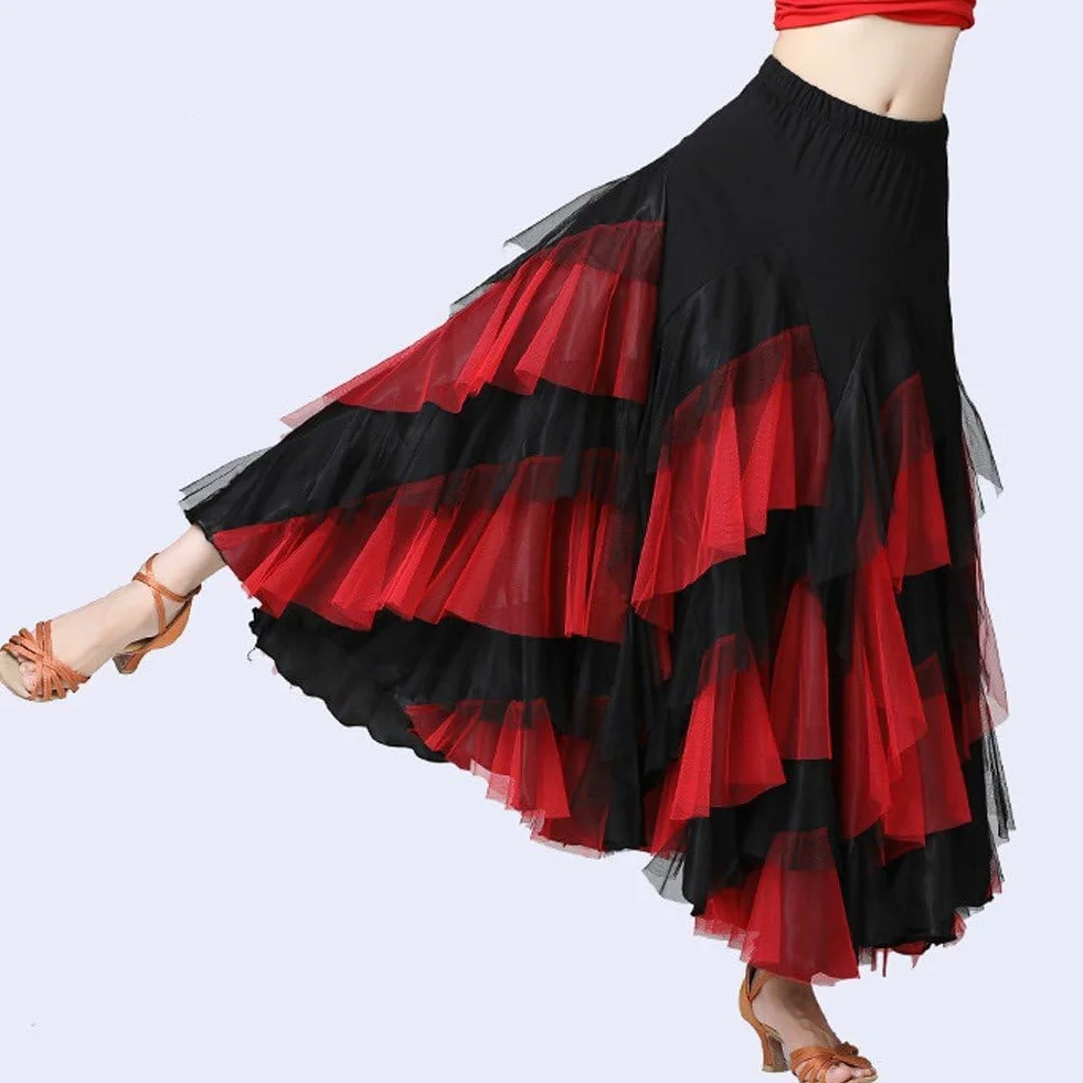 Gonna Lunga a Strati Altalena Elegante Ballo Latino