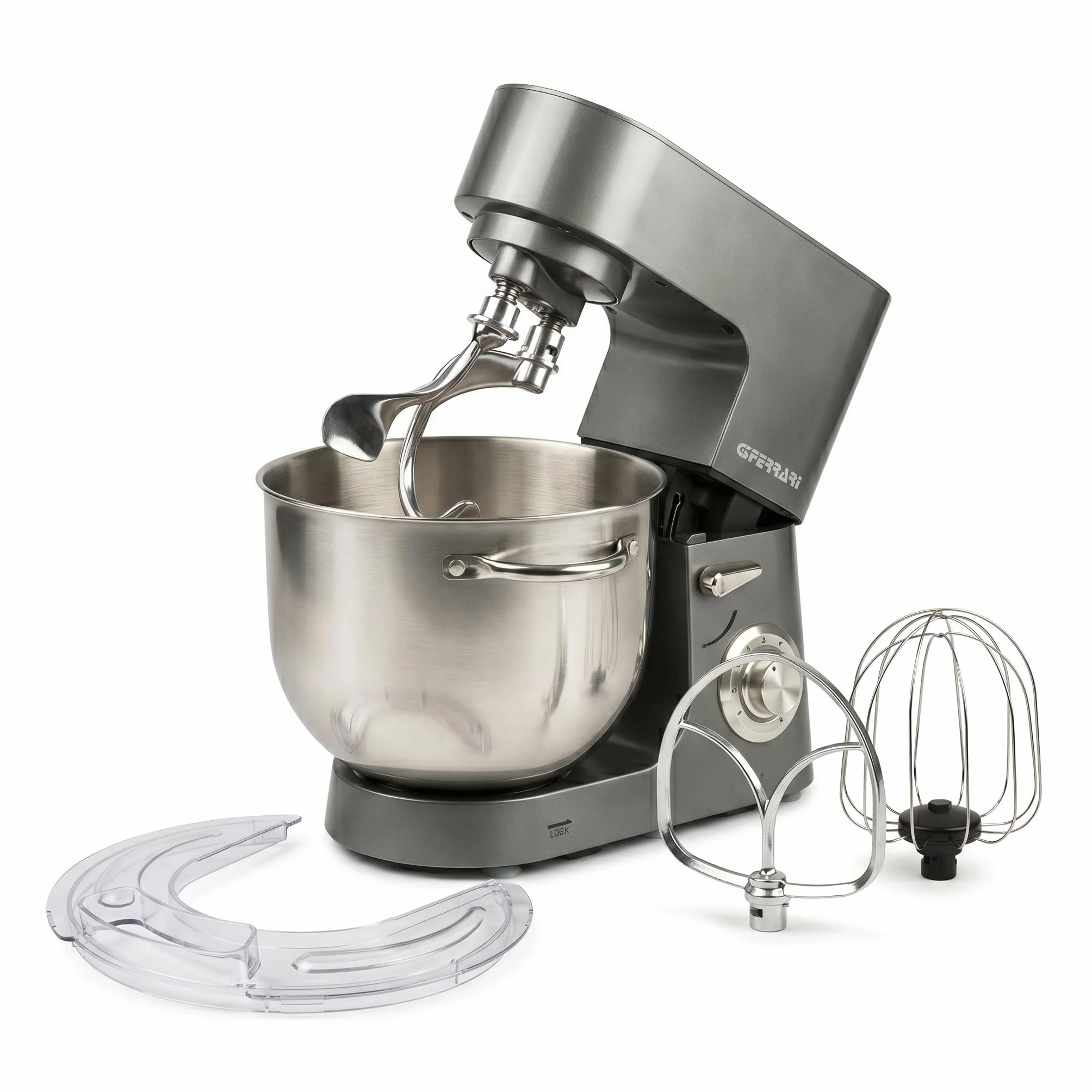 G3 Ferrari G20164 Pastaio Come a Mano Impastatrice Planetaria, 1800 W, 8 Litri, Contenitore inox con maniglie, Doppio Gancio, 8 Velocità, Funzionamento Pulse, Accessori inclusi