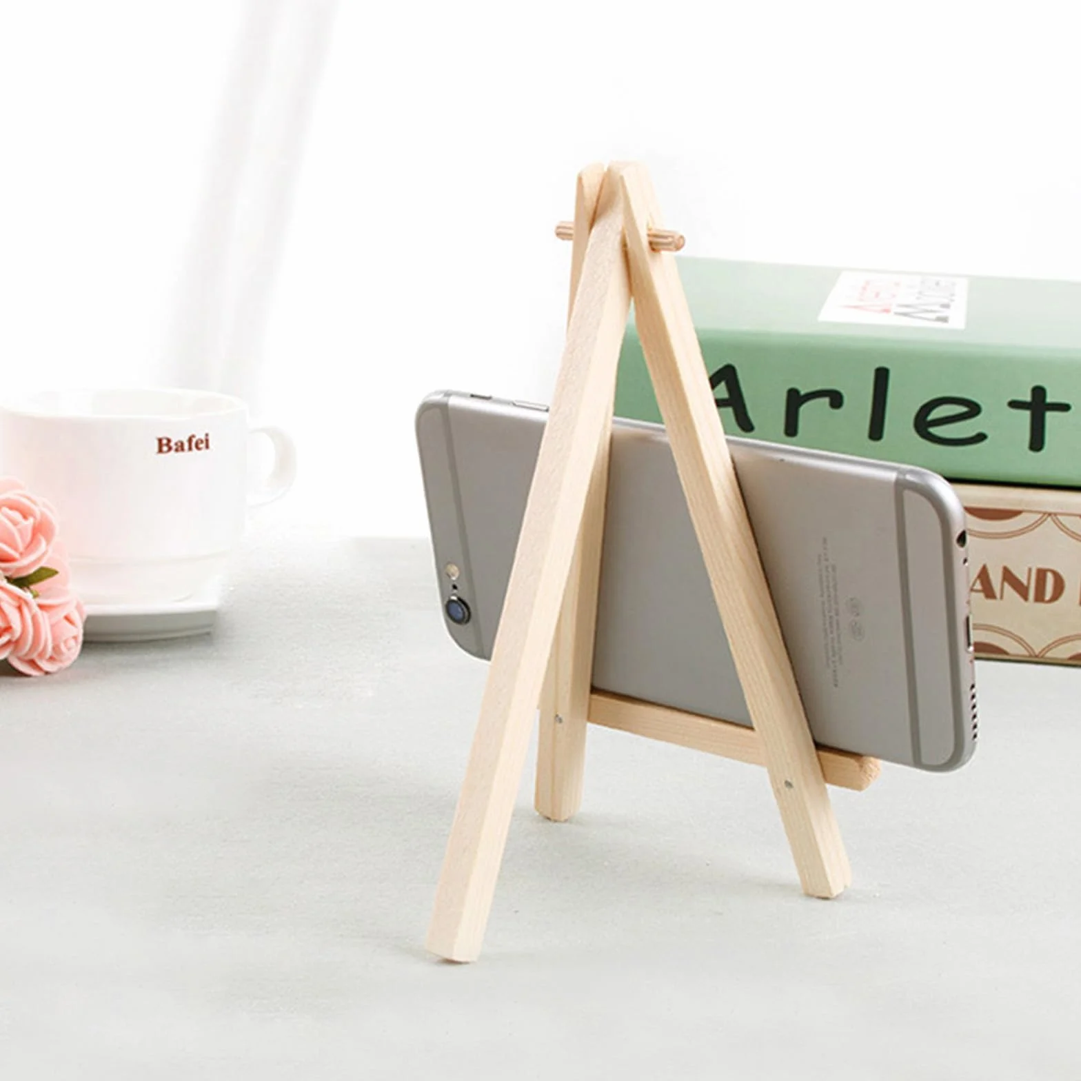 Cavalletti in Legno 4 PCS Mini Cavalletto Pieghevole a Triangolo Decorazioni da Tavolo (8 × 15 cm)
