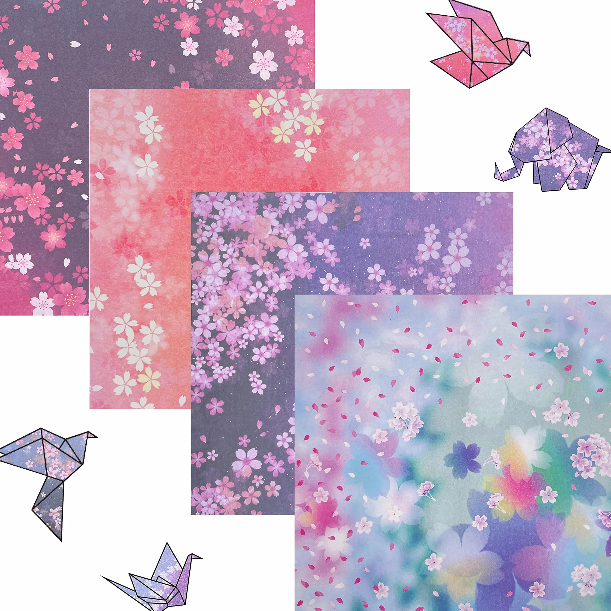 Carta per origami giapponese Fiori ciliegio 60 fogli 15 x 15 cm doppia faccia