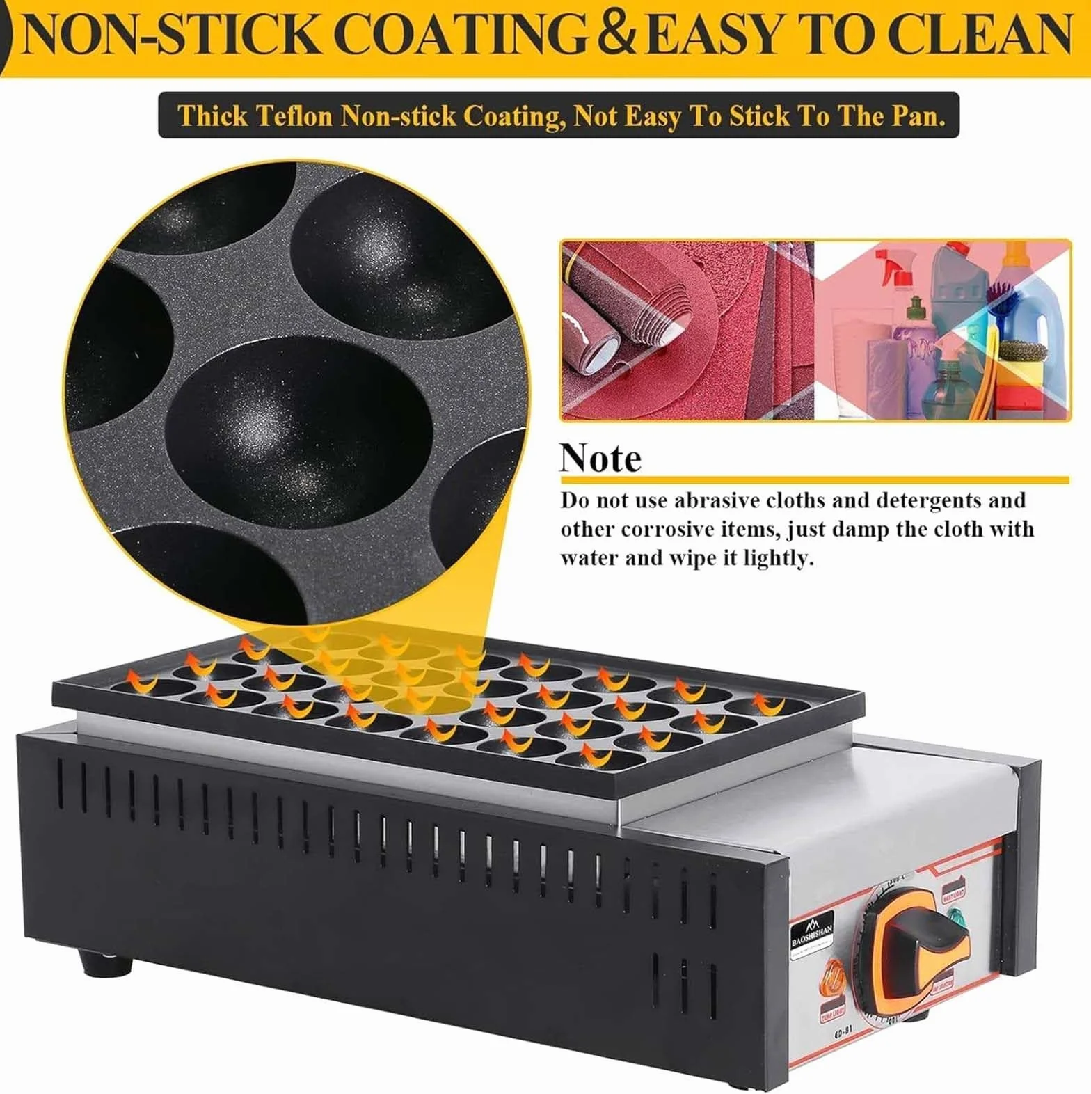 Takoyaki Maker 28 Holes Commercial Octopus Ball Maker with Non Stick Pan Japanese Takoyaki Machine