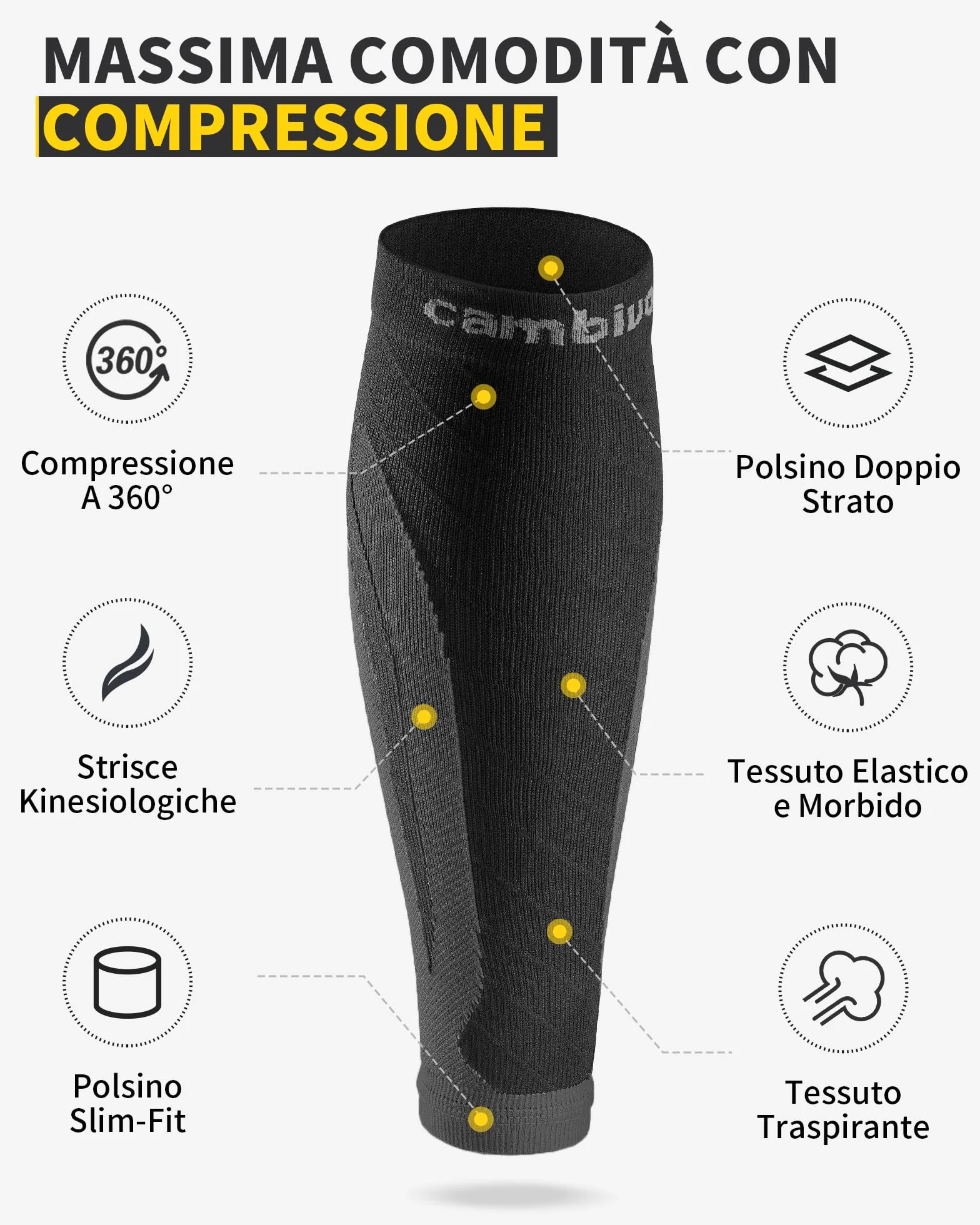 CAMBIVO Calze Compressione Uomo Donna Gambaletti Polpaccio Corsa Fitness Sport